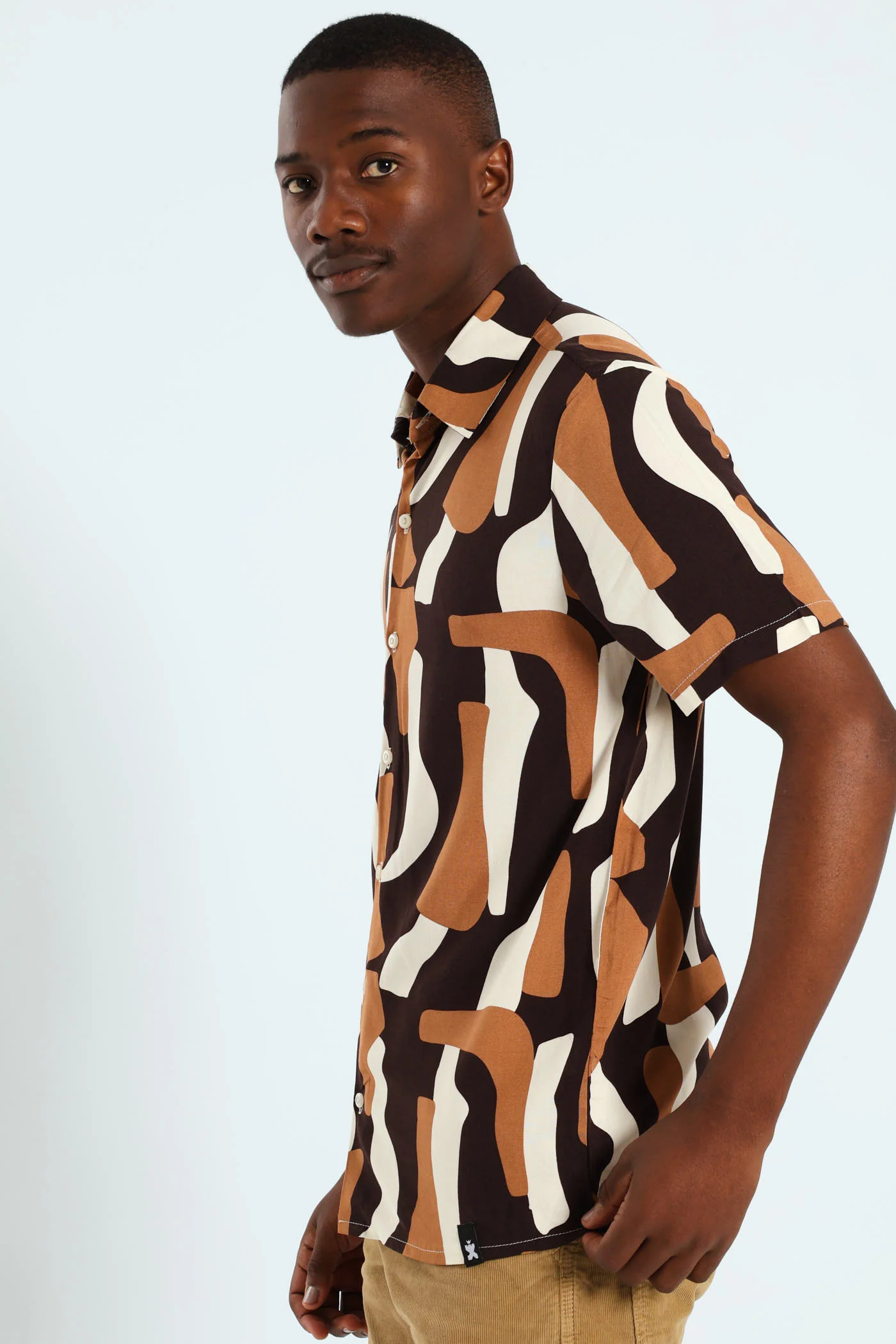 Geo Viscose Shirt - Brown - Image 2