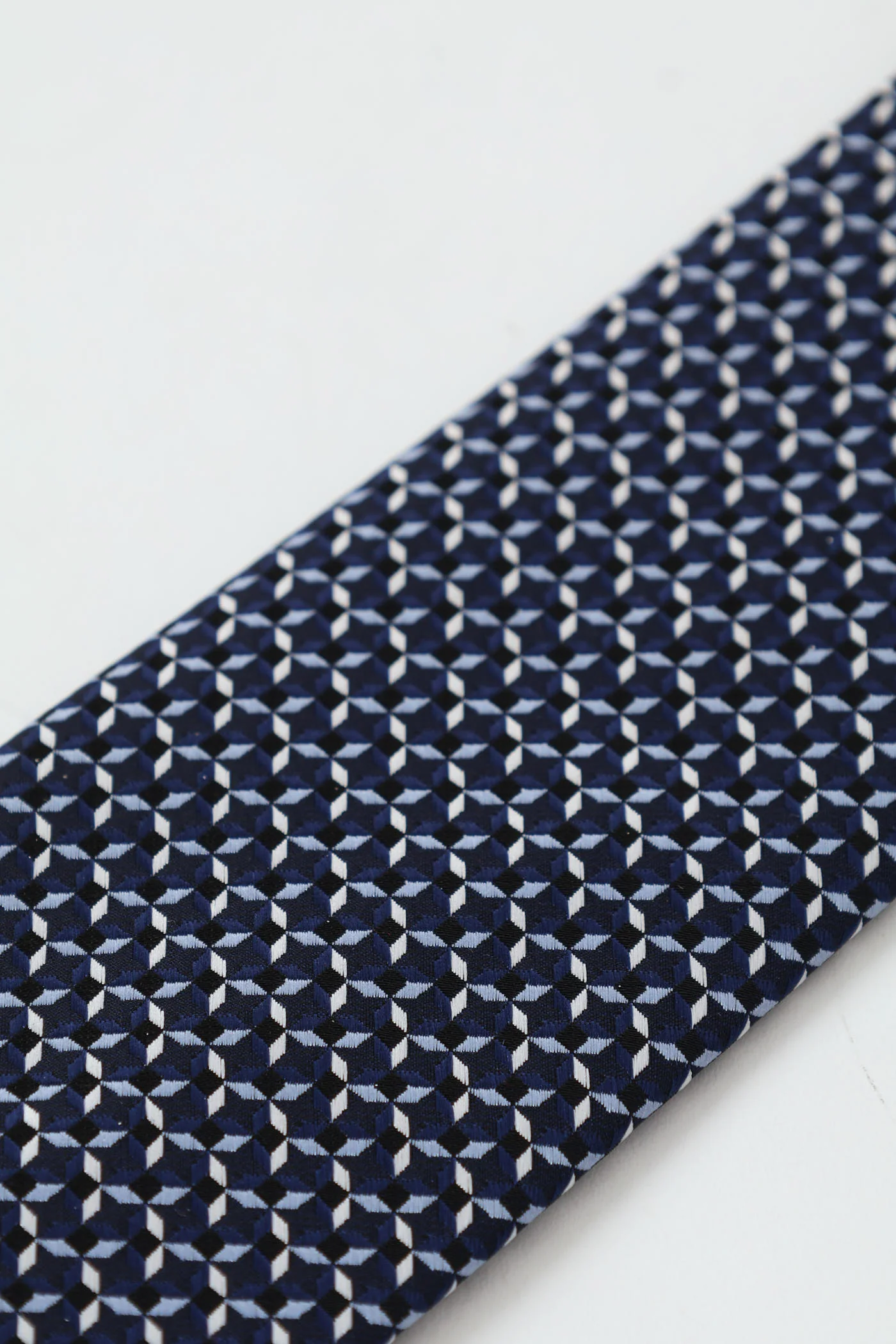 Geometric Pattern Tie - Navy - Image 3