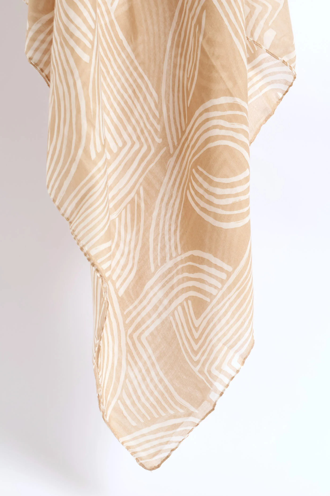Geometric Printed Viscose Scarf - Beige - Image 2