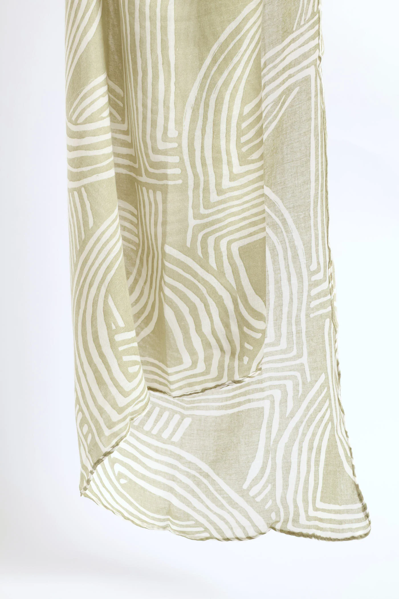 Geometric Printed Viscose Scarf - Sage - Image 2
