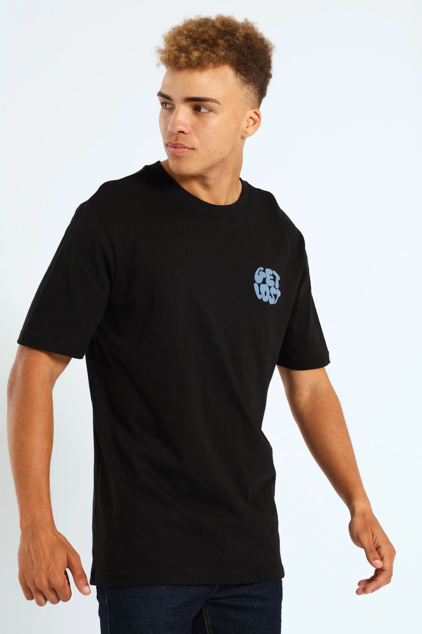 Get Lost Chest Print Tee - Black - Image 2