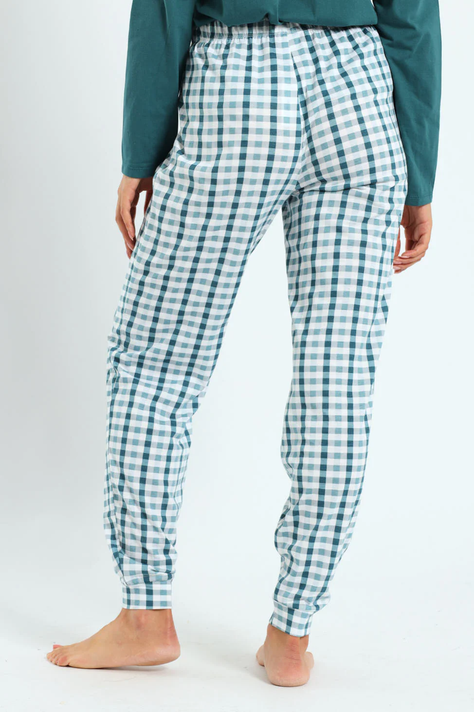 Gingham Knit Jogger - Teal - Image 4