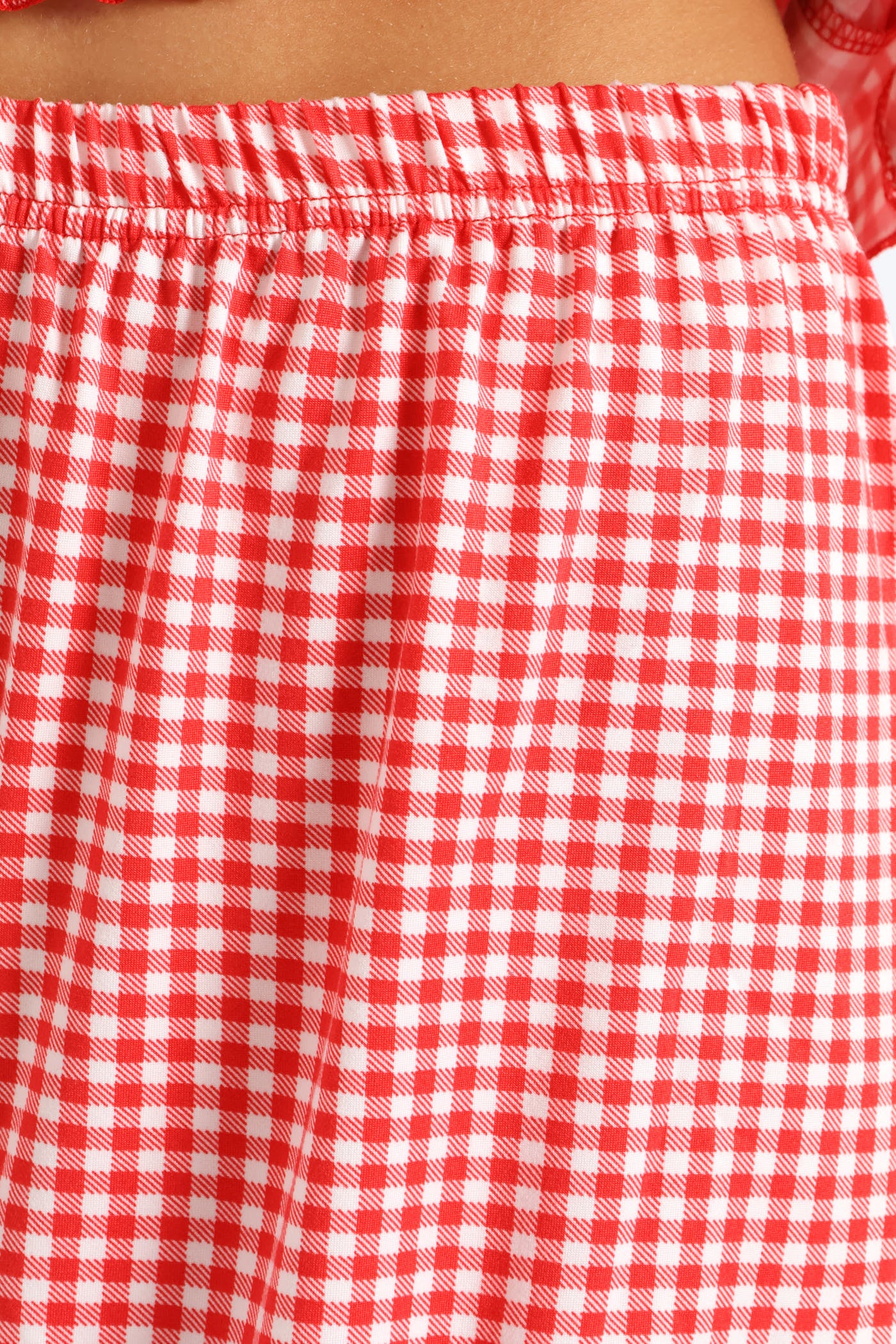 Gingham Soft Touch Cami & Short Set - White/Red - Image 5