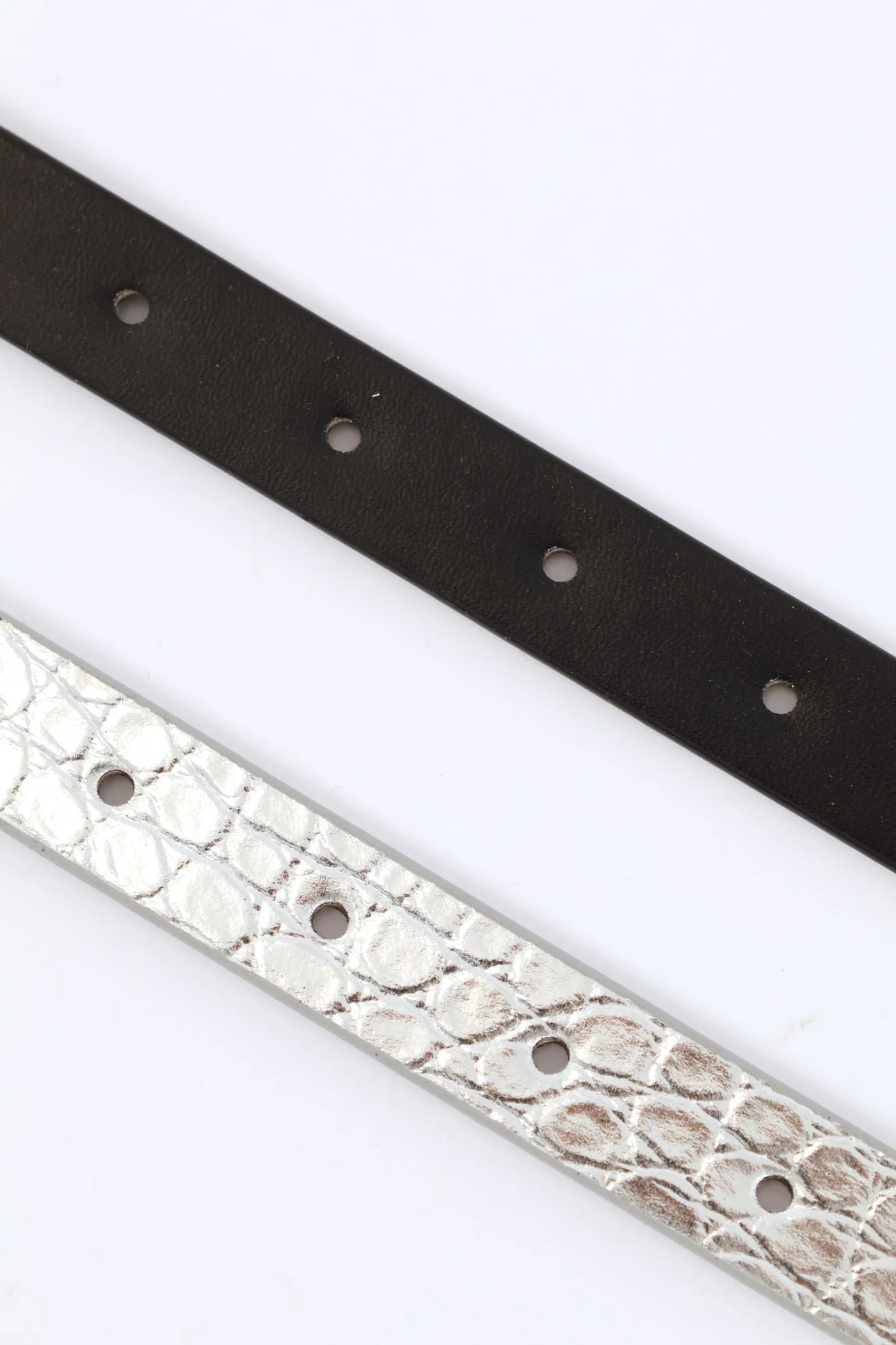 Girls 2 Pack Black & Silver Belts - Multi - Image 3