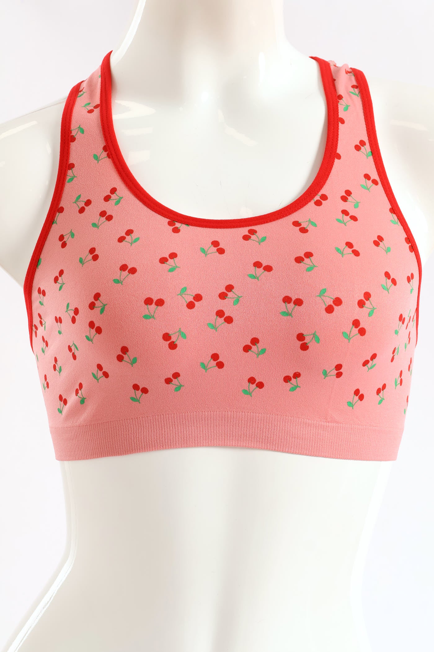 Girls 2 Pack Cherries Seamless Racerback Bra - Pink - Image 4