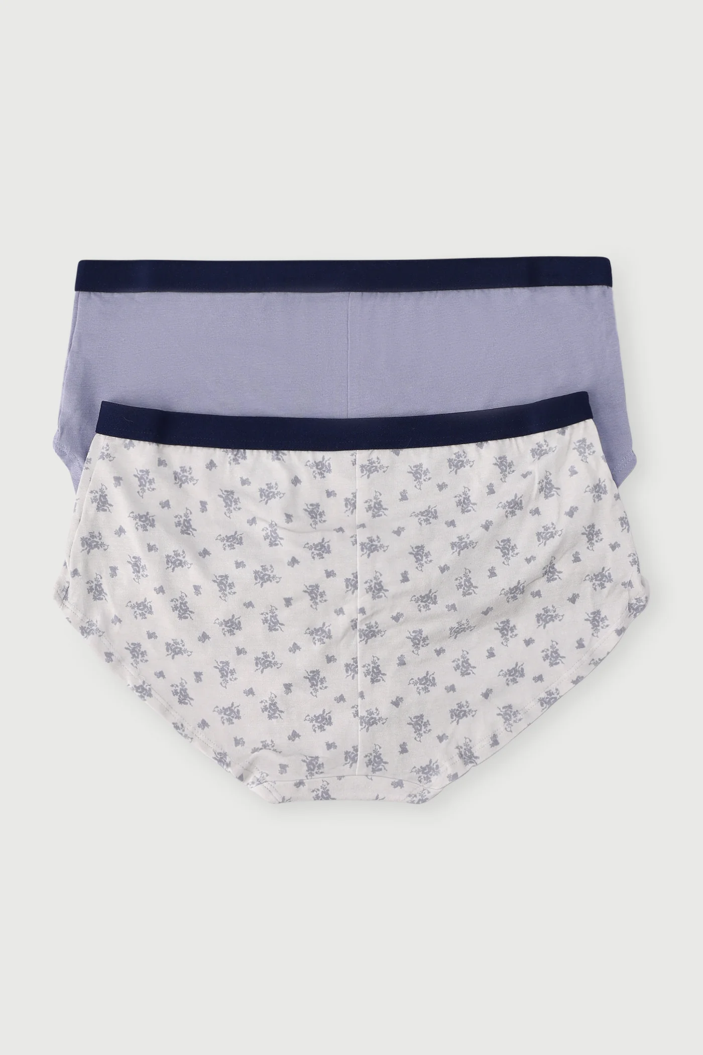 Girls 2 Pack Floral Cotton Fashion Boyleg Panties - Grey - Image 2