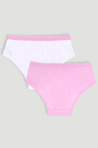Girls 2 Pack Hearts Cotton Boyleg Panties - Pink - Image 2