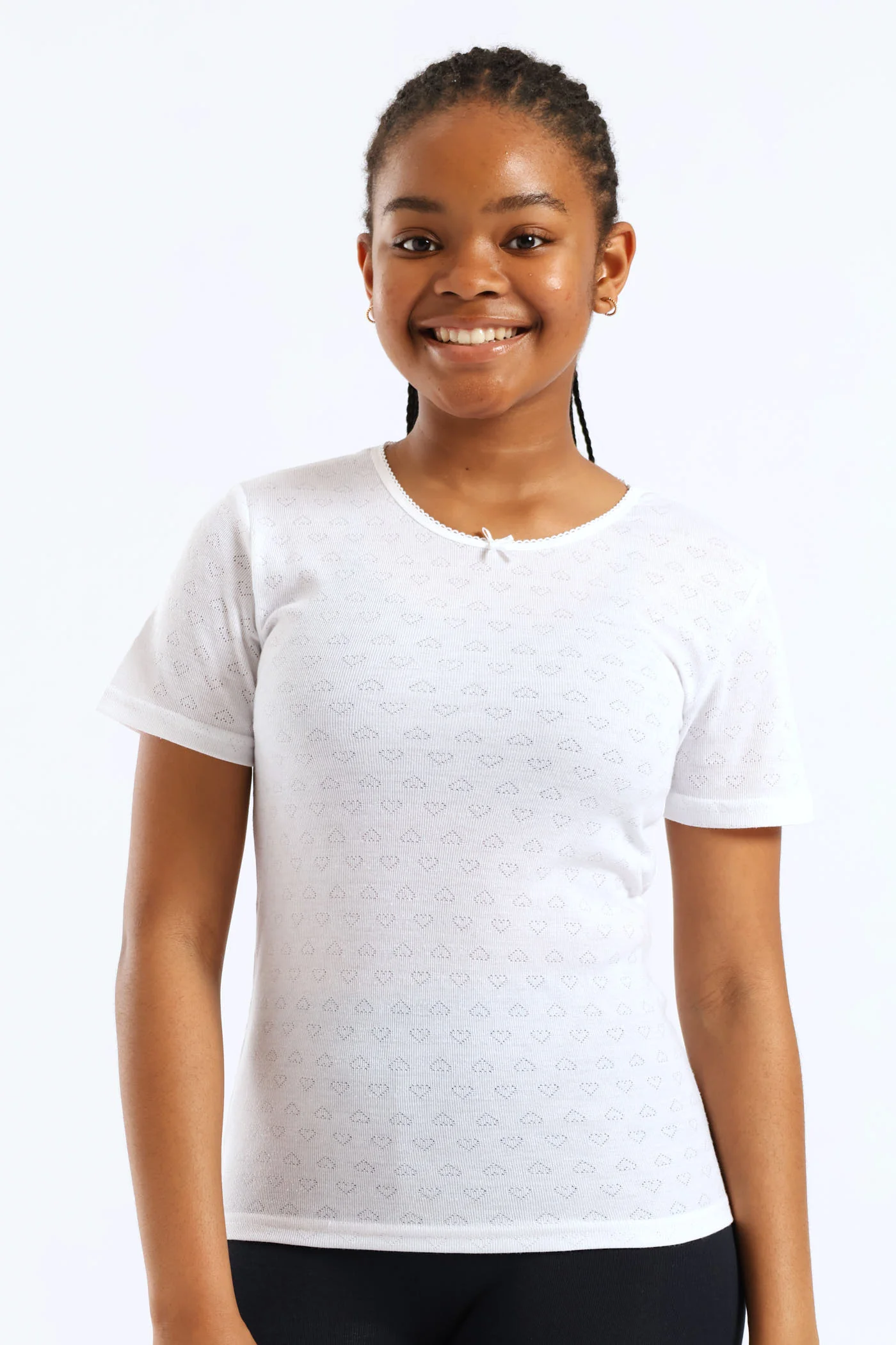Girls 2 Pack Plain Short Sleeve Vest - Grey - Image 2