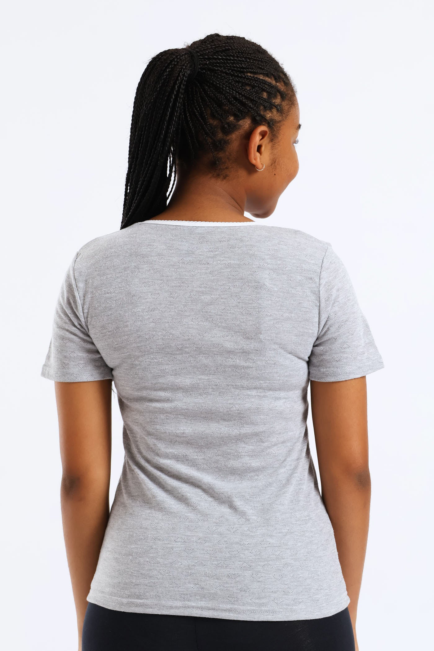 Girls 2 Pack Plain Short Sleeve Vest - Grey - Image 4