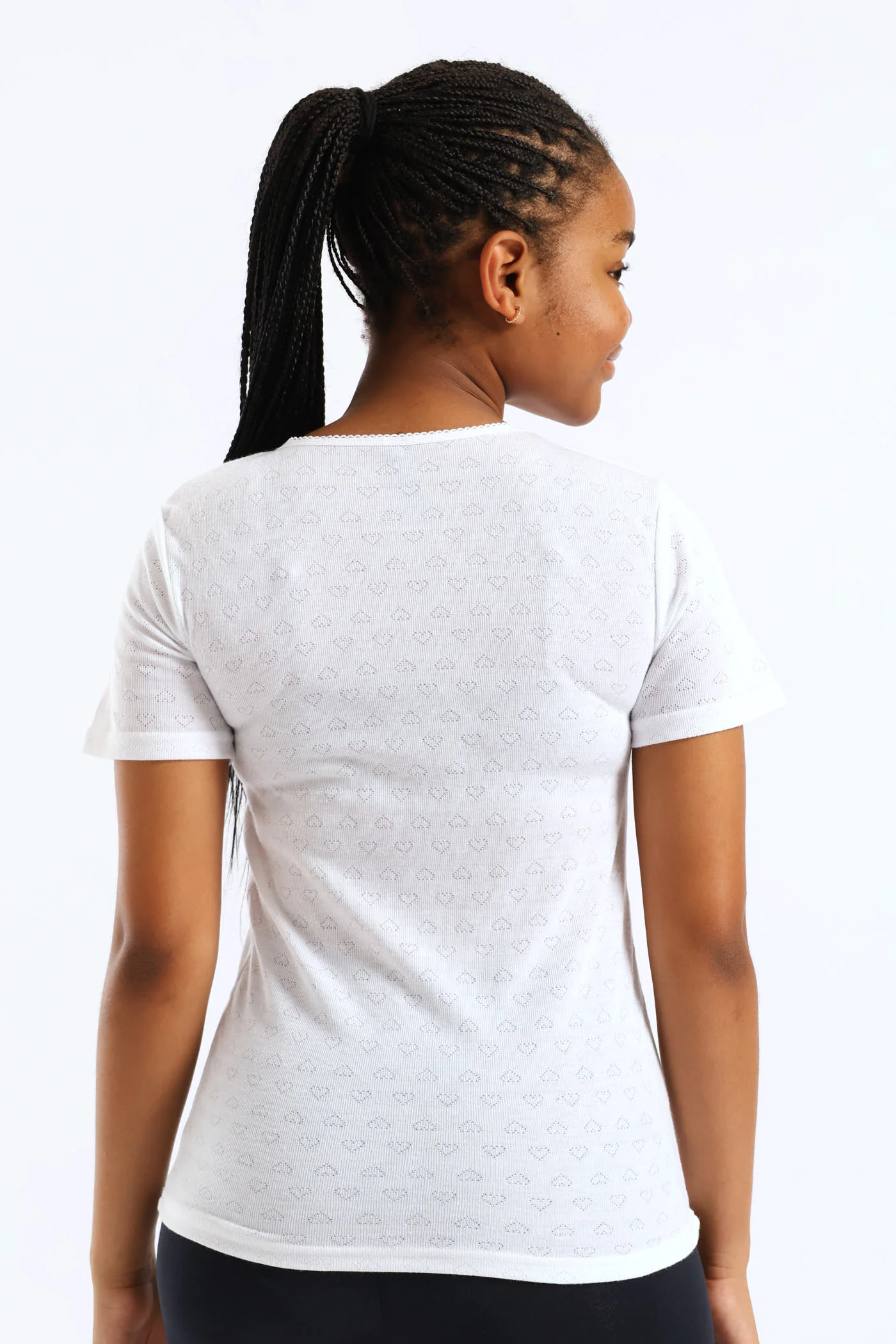 Girls 2 Pack Plain Short Sleeve Vest - Grey - Image 6