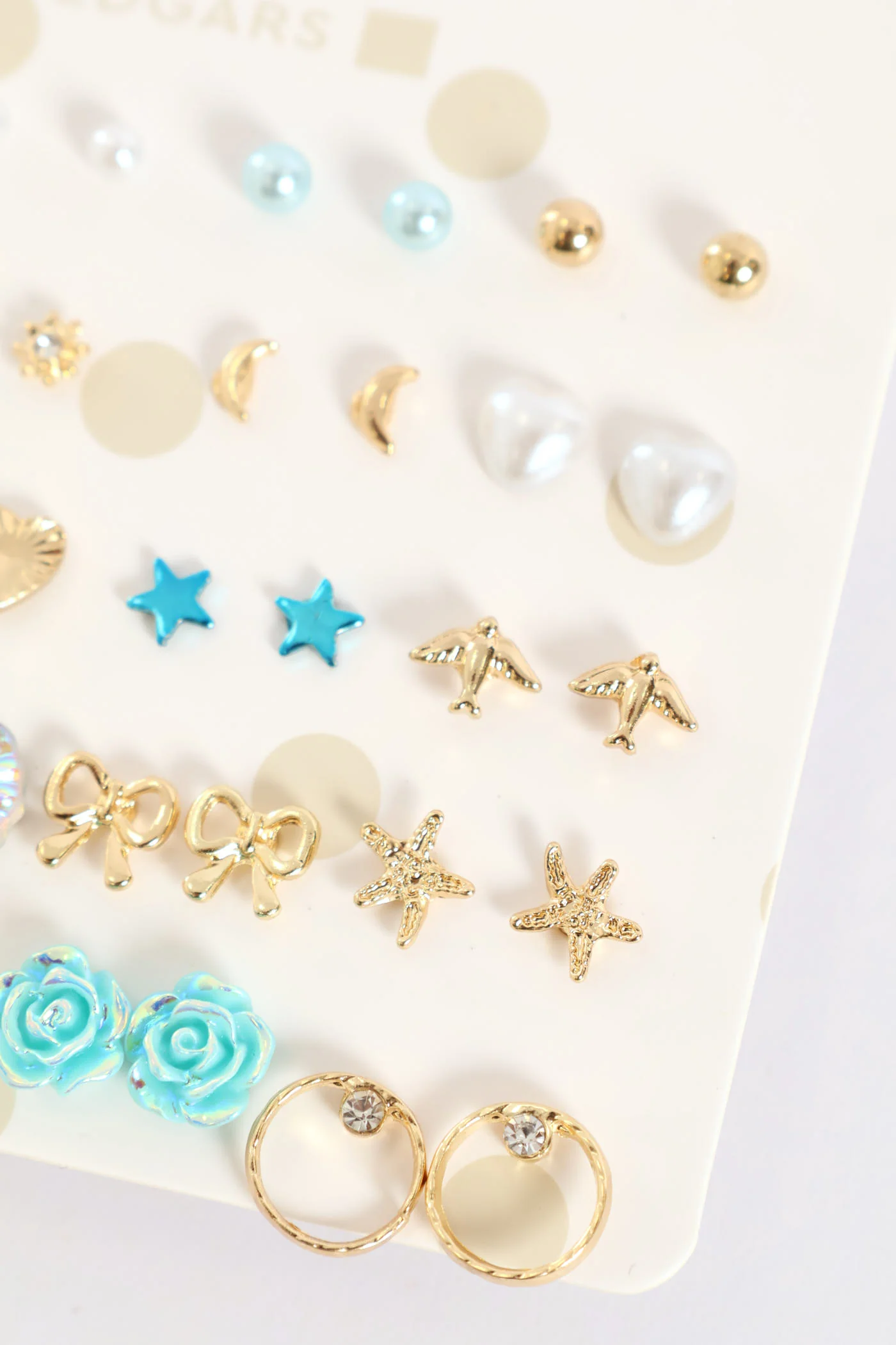 Girls 20 Pack Hearts & Bows Earings - Blue - Image 2