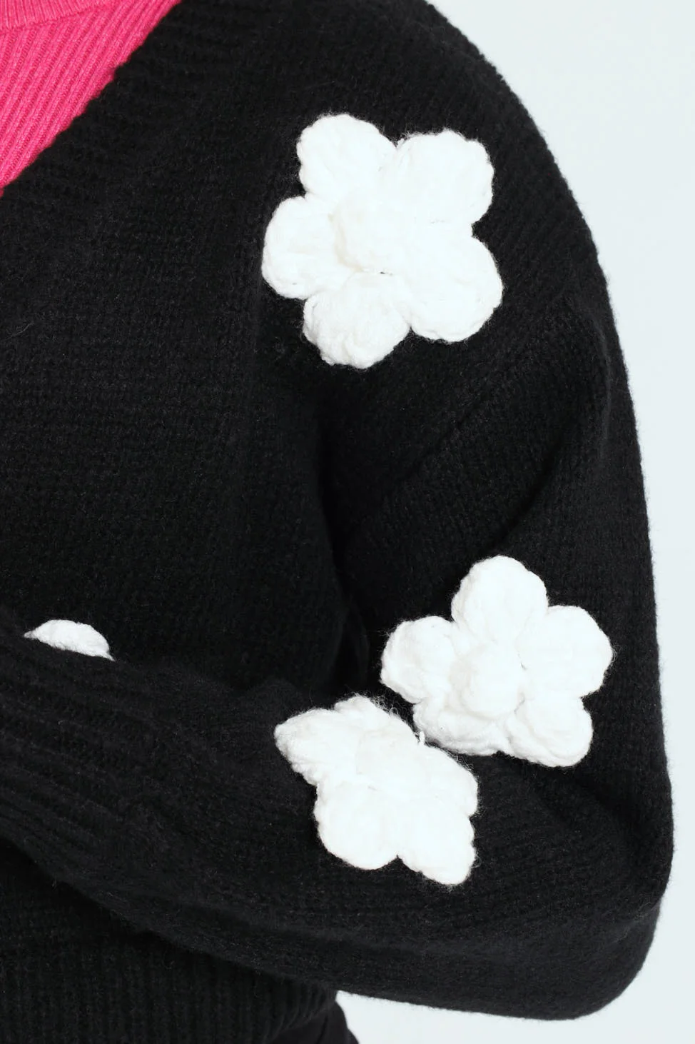 Girls 3D Hearts Knitwear - Black - Image 2