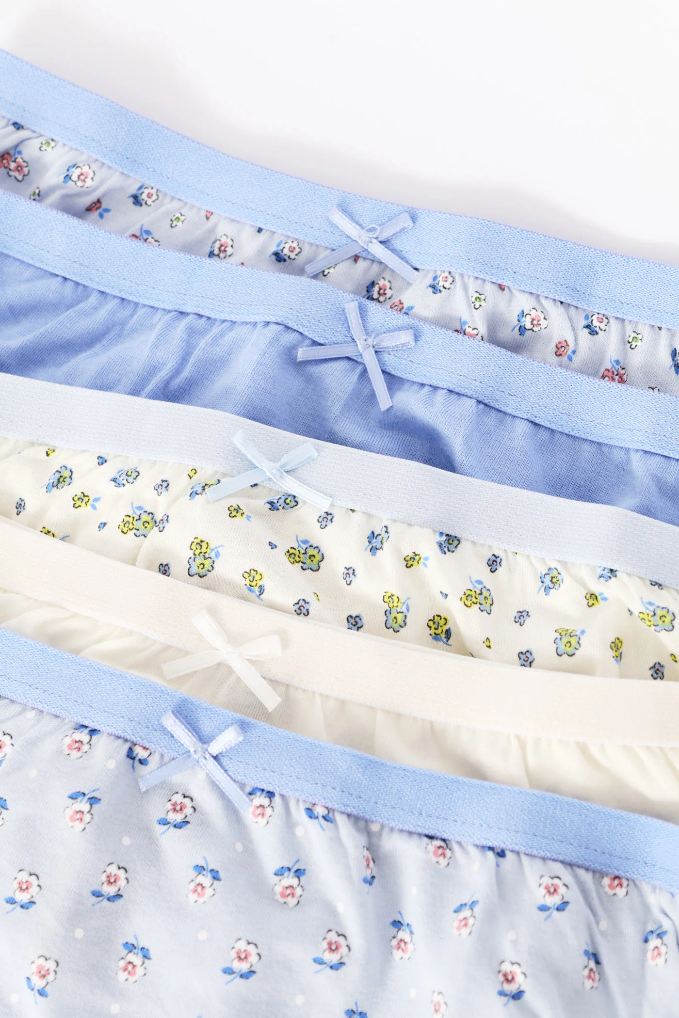 Girls 5 Pack Floral Panties - Blue - Image 2