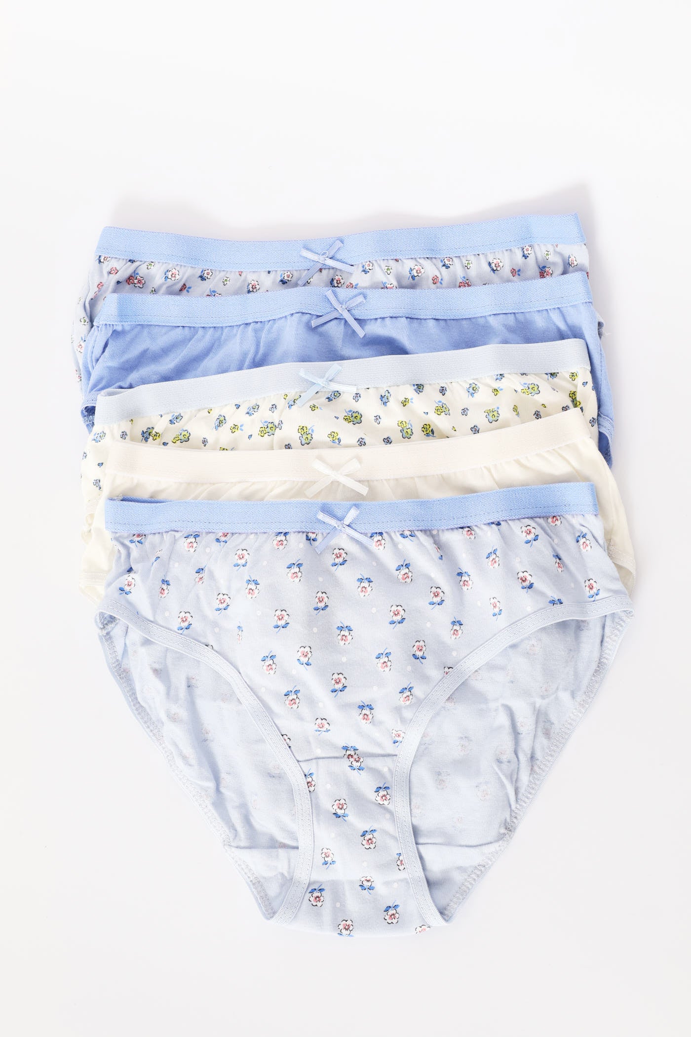 Girls 5 Pack Floral Panties - Blue - Image 3