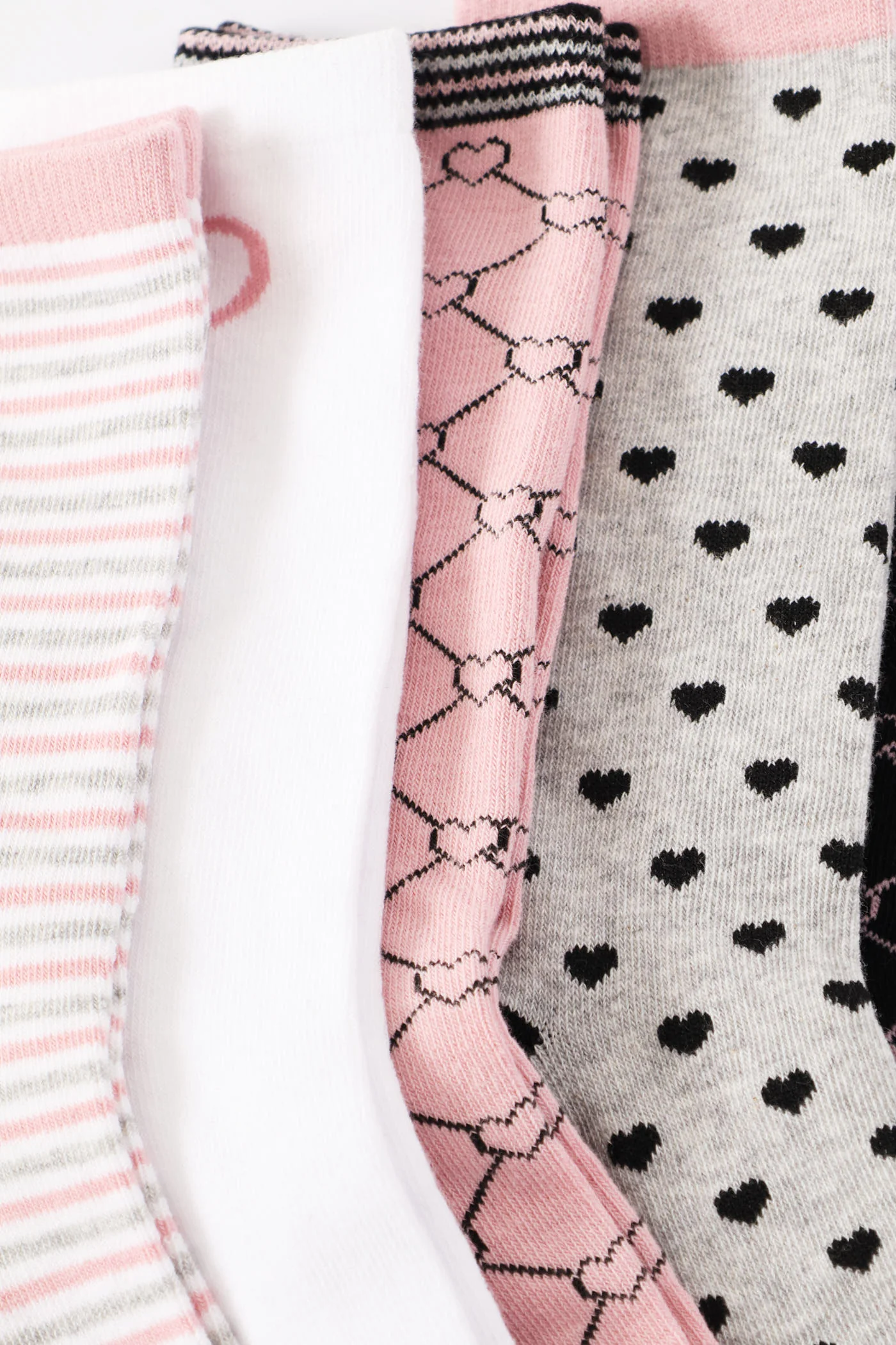 Girls 5 Pack Hearts & Spots Anklet Socks - Black - Image 2
