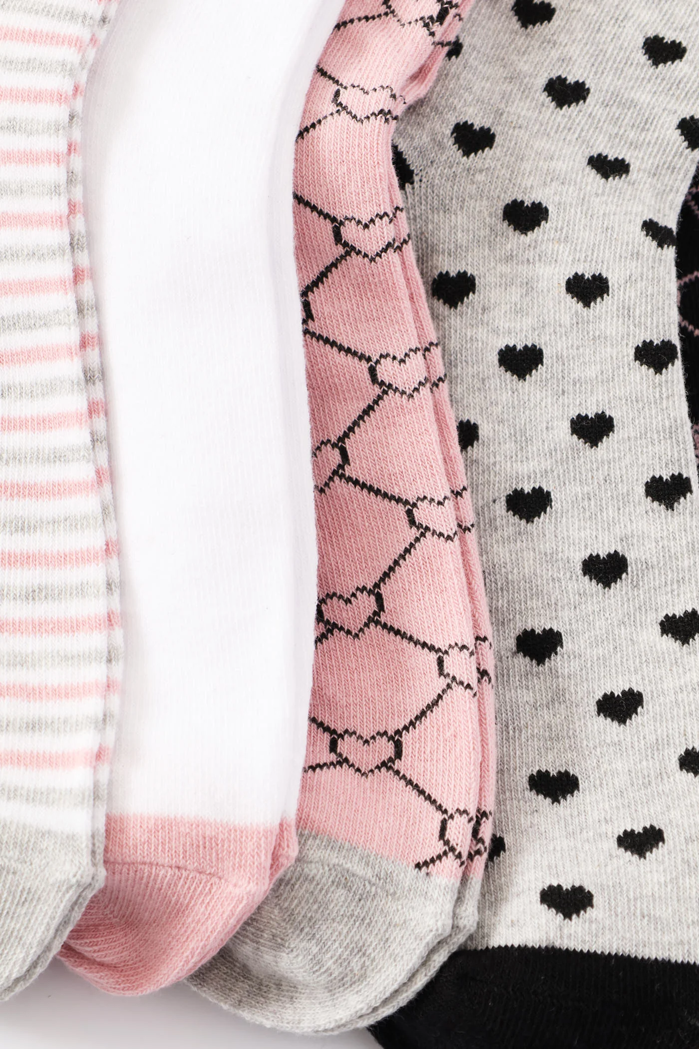 Girls 5 Pack Hearts & Spots Anklet Socks - Black - Image 3