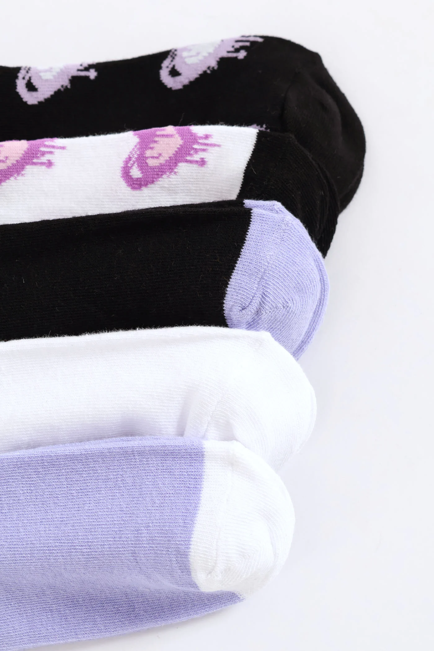 Girls 5 Pack Hearts Anklet Socks - Pink/Lilac/Black - Image 3
