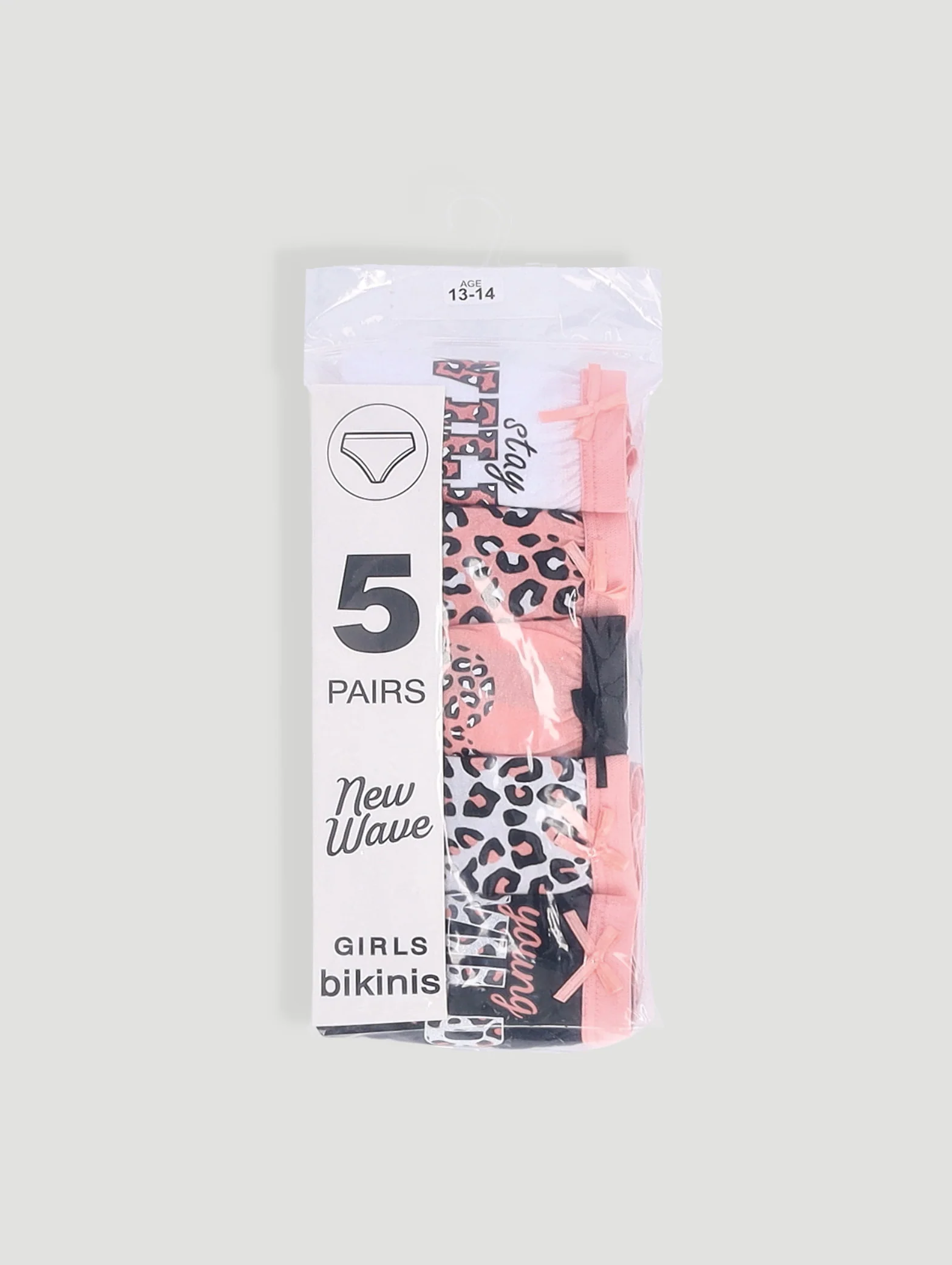 Girls 5 Pack Leopard Print Panties - Peach - Image 2