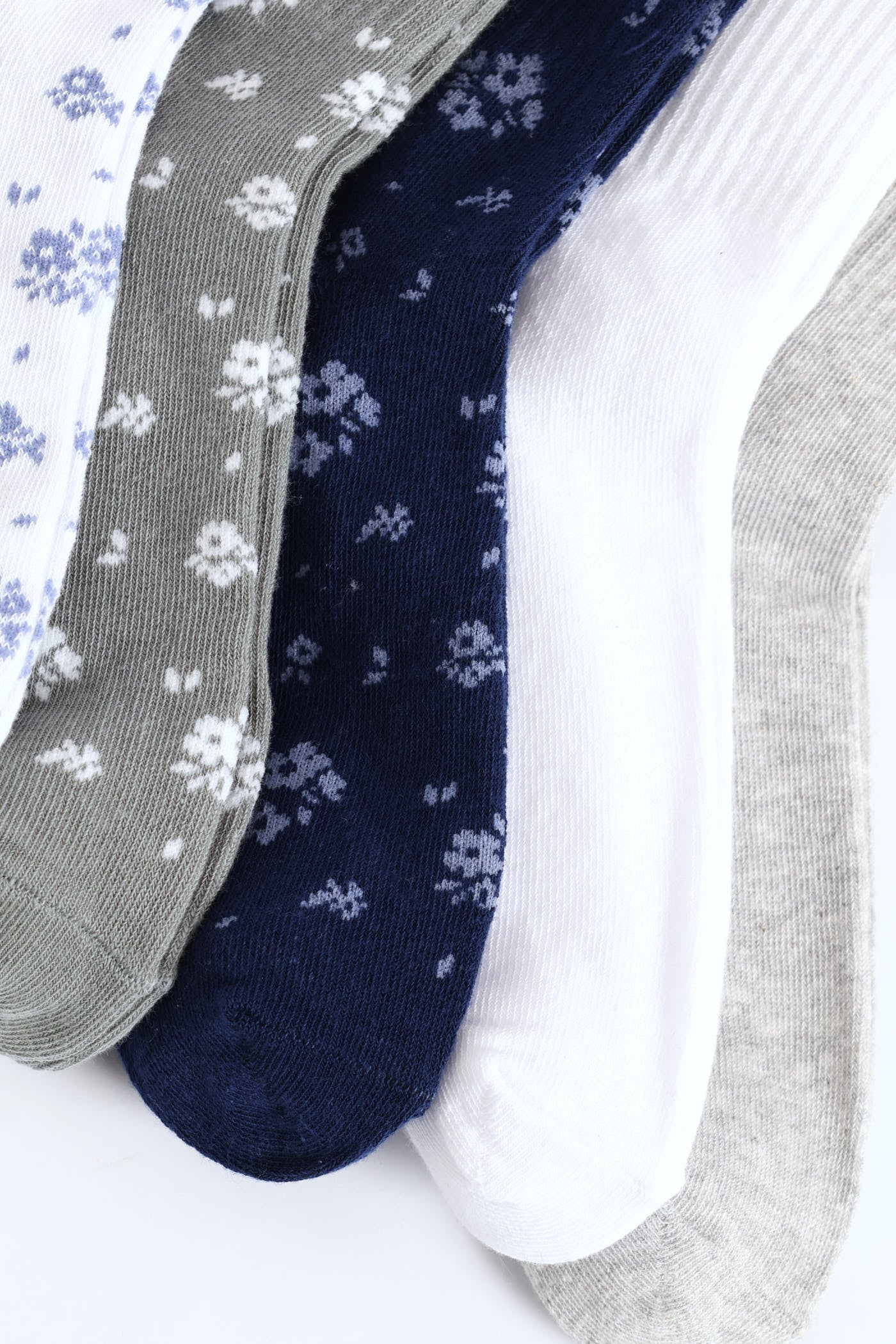 Girls 5 Pack New York Floral Anklet Socks - Grey - Image 3
