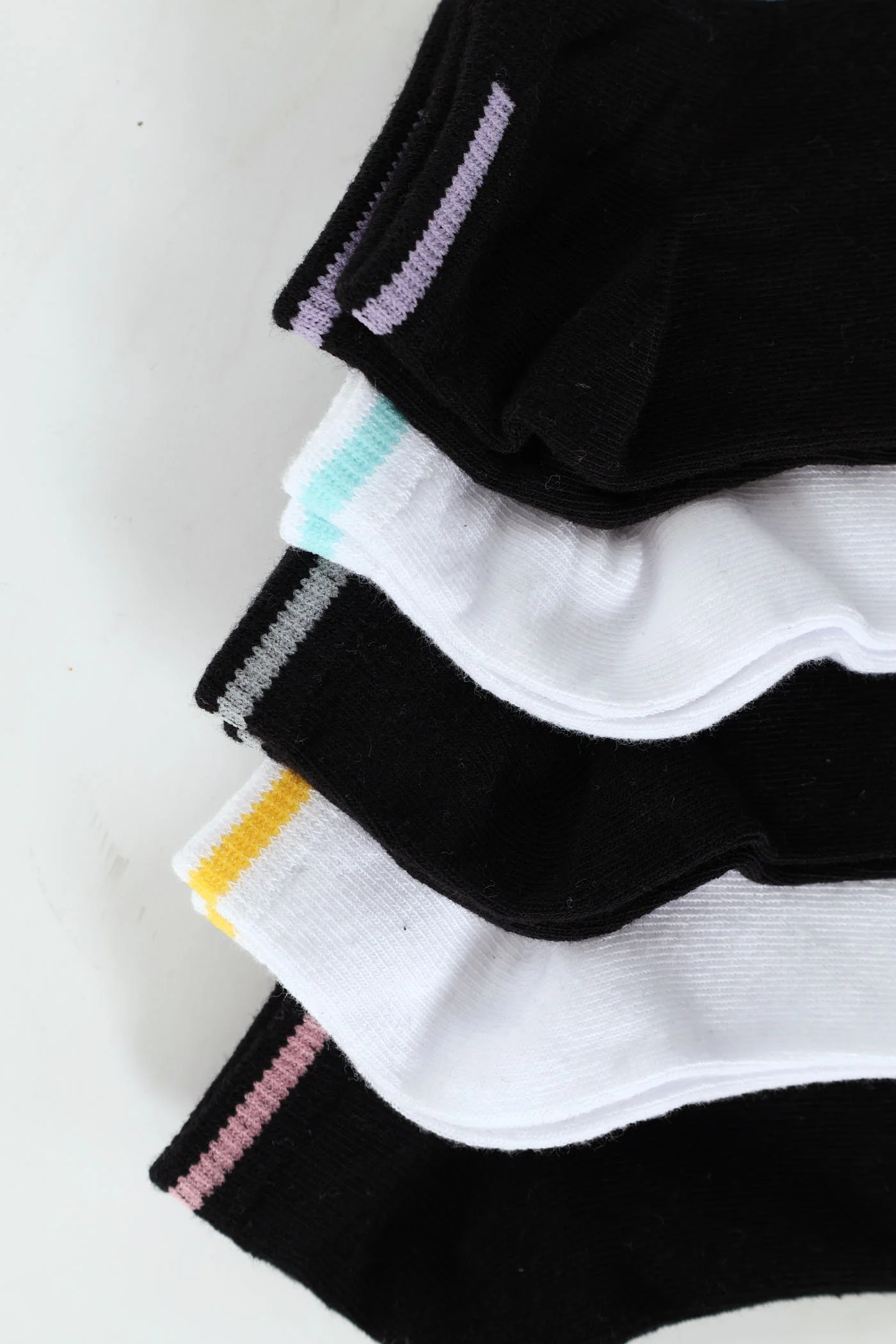 Girls 5 Pack Plain Colours Stripe Low Cut Socks - Image 2