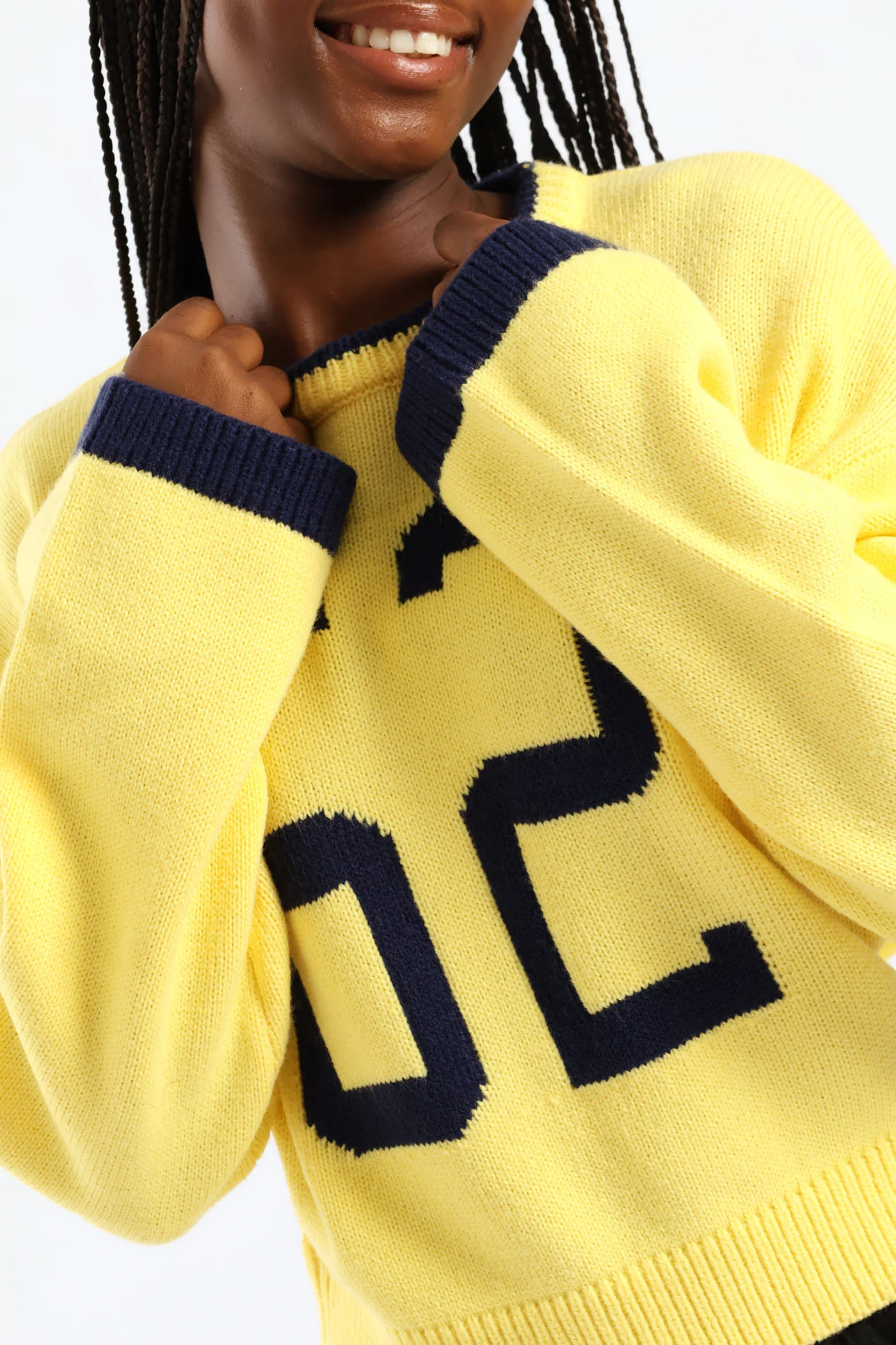 Girls 62 Crew Neck Pullover - Navy/Yellow - Image 2