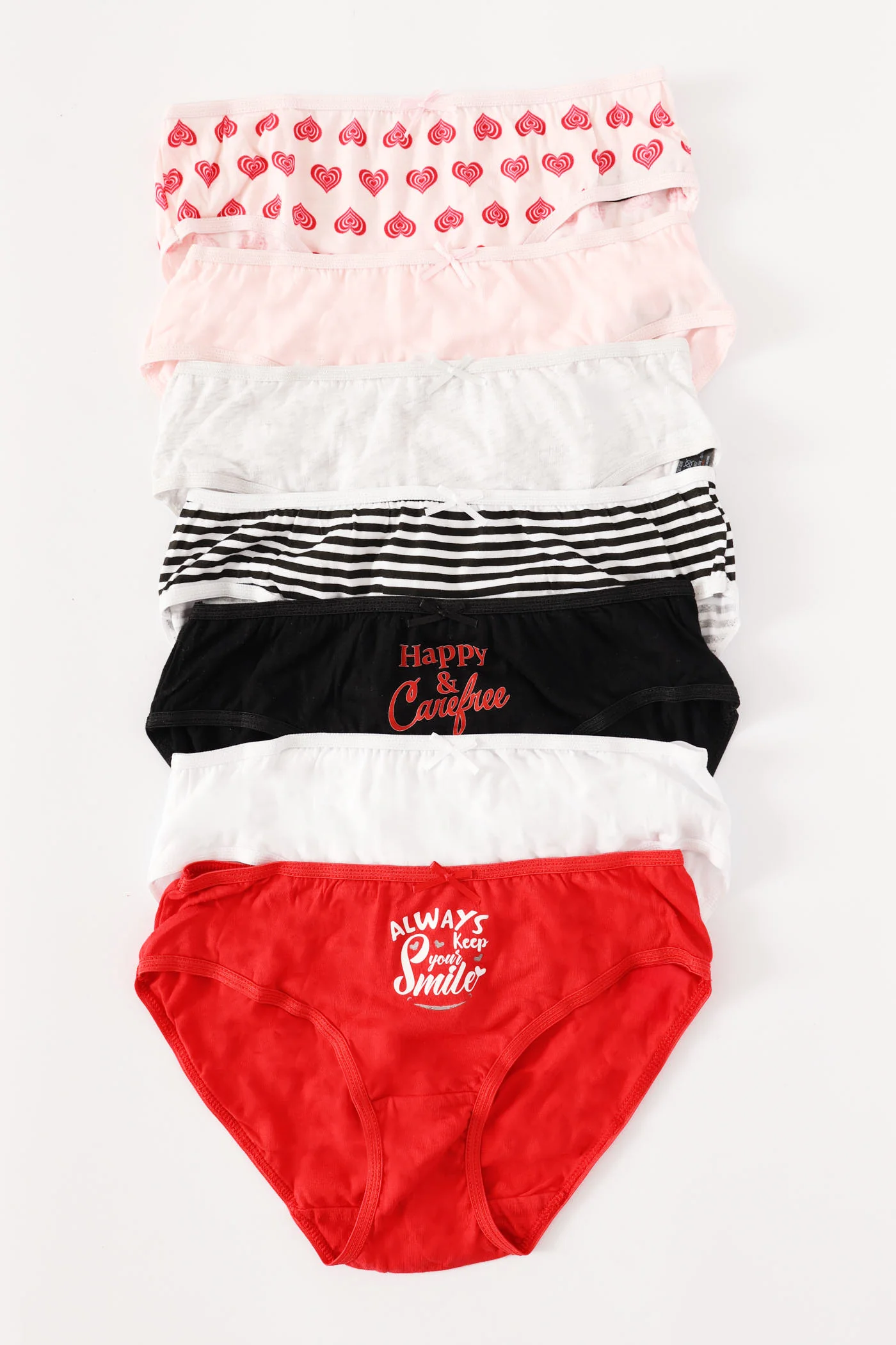 Girls 7 Pack Printed Hearts Panties - Multi - Image 2