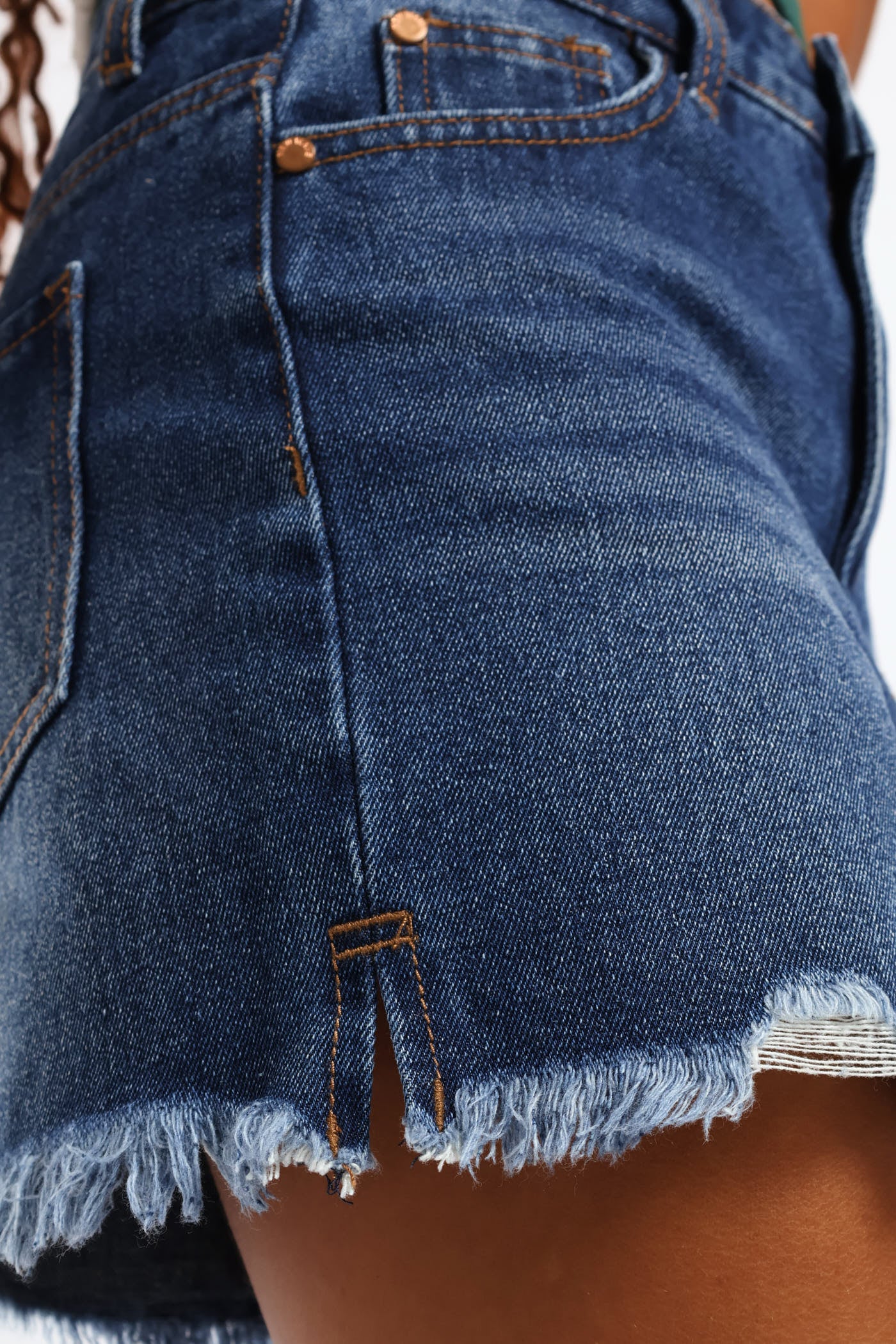 Girls Abraised Denim Cheeky Shorts - Dark Blue - Image 3
