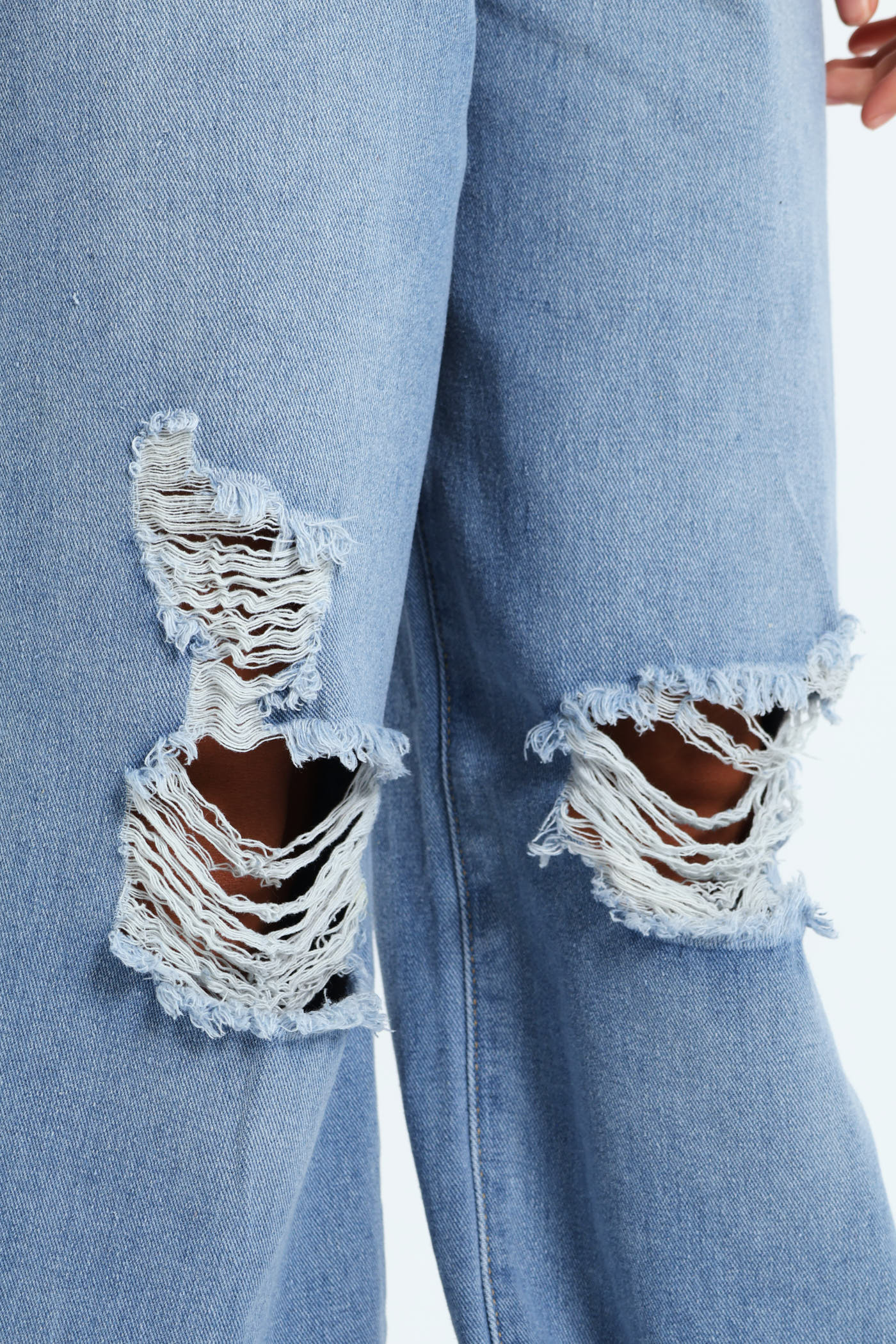 Girls Abrased Wide Leg Rigid Denim - Light Blue - Image 4