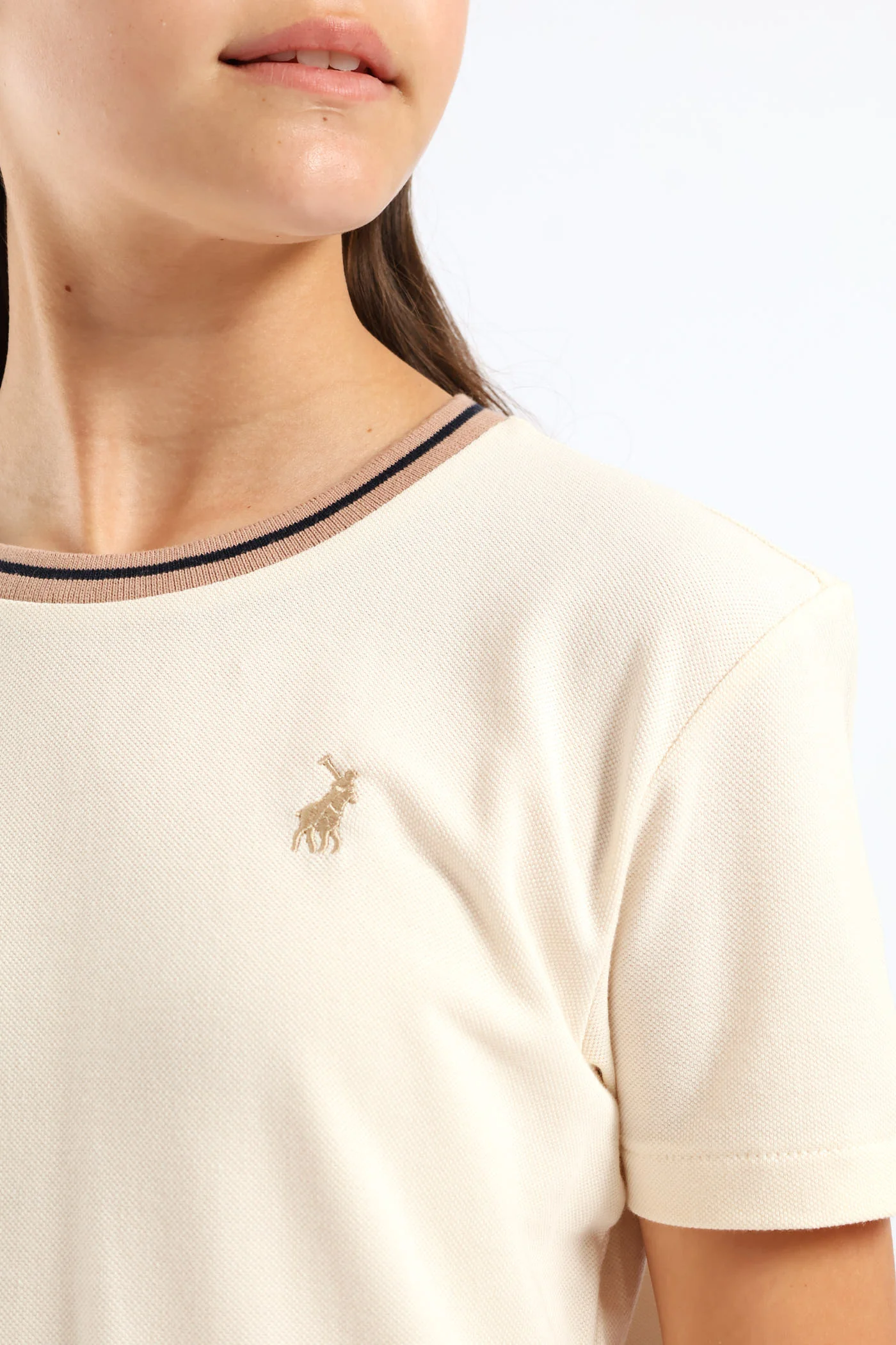 Girls Asha Pique Tee - Sand - Image 2