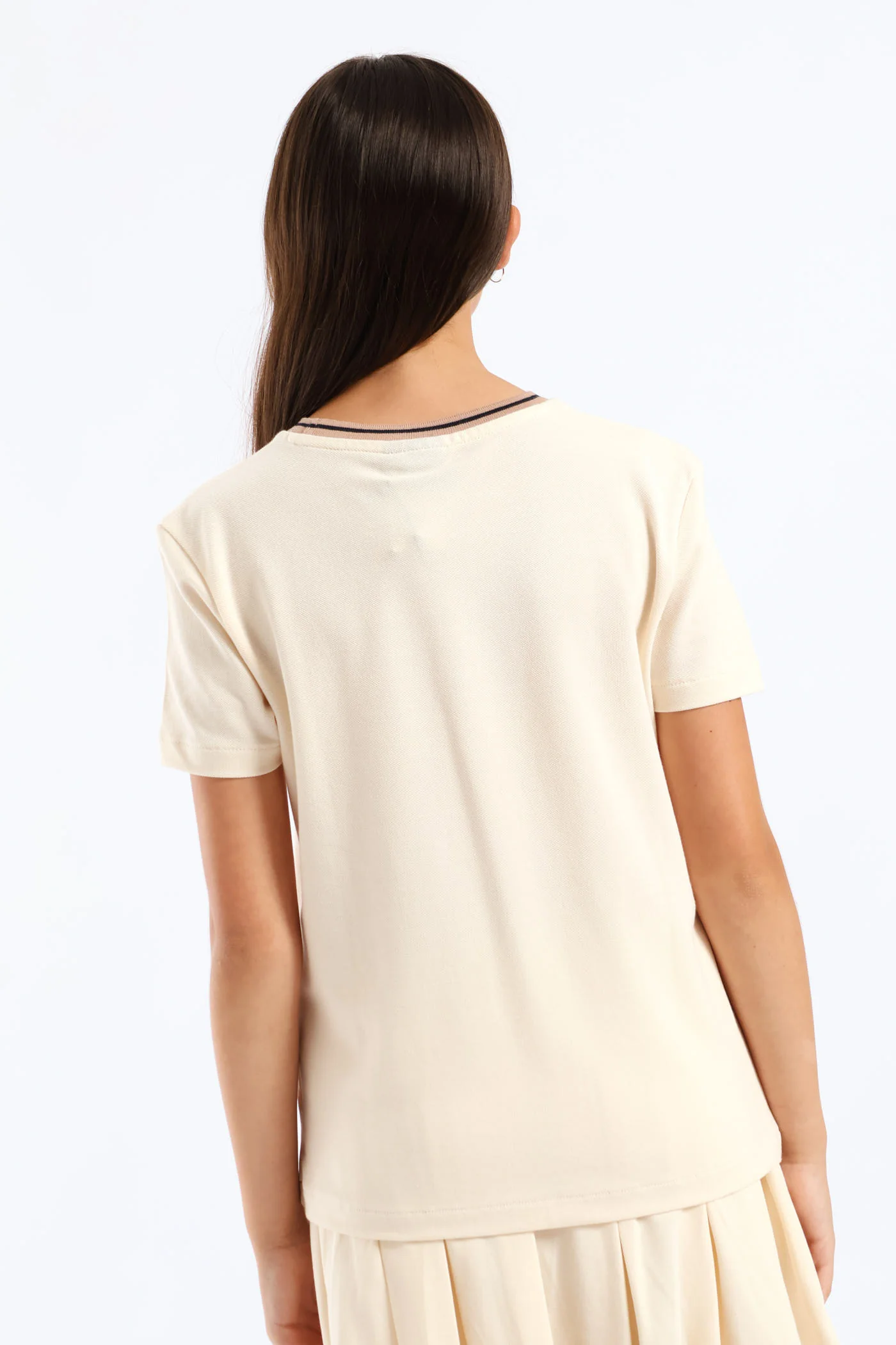 Girls Asha Pique Tee - Sand - Image 5