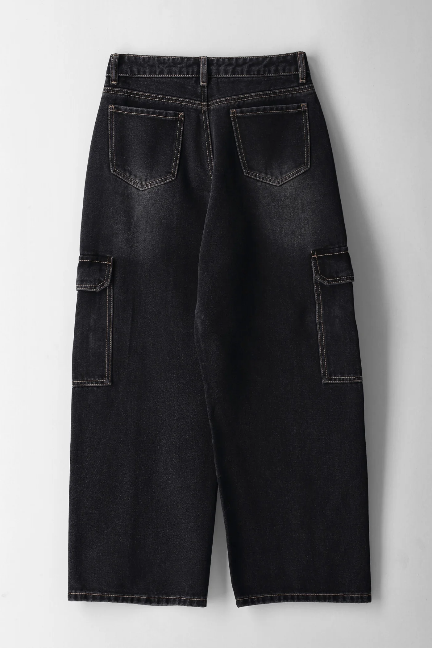 Girls Baggy Panel Cargo Jeans - Black - Image 2