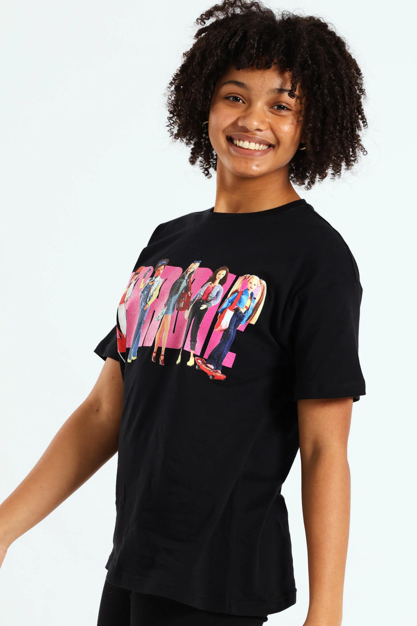 Girls Barbie Oversized Tee - Black - Image 2