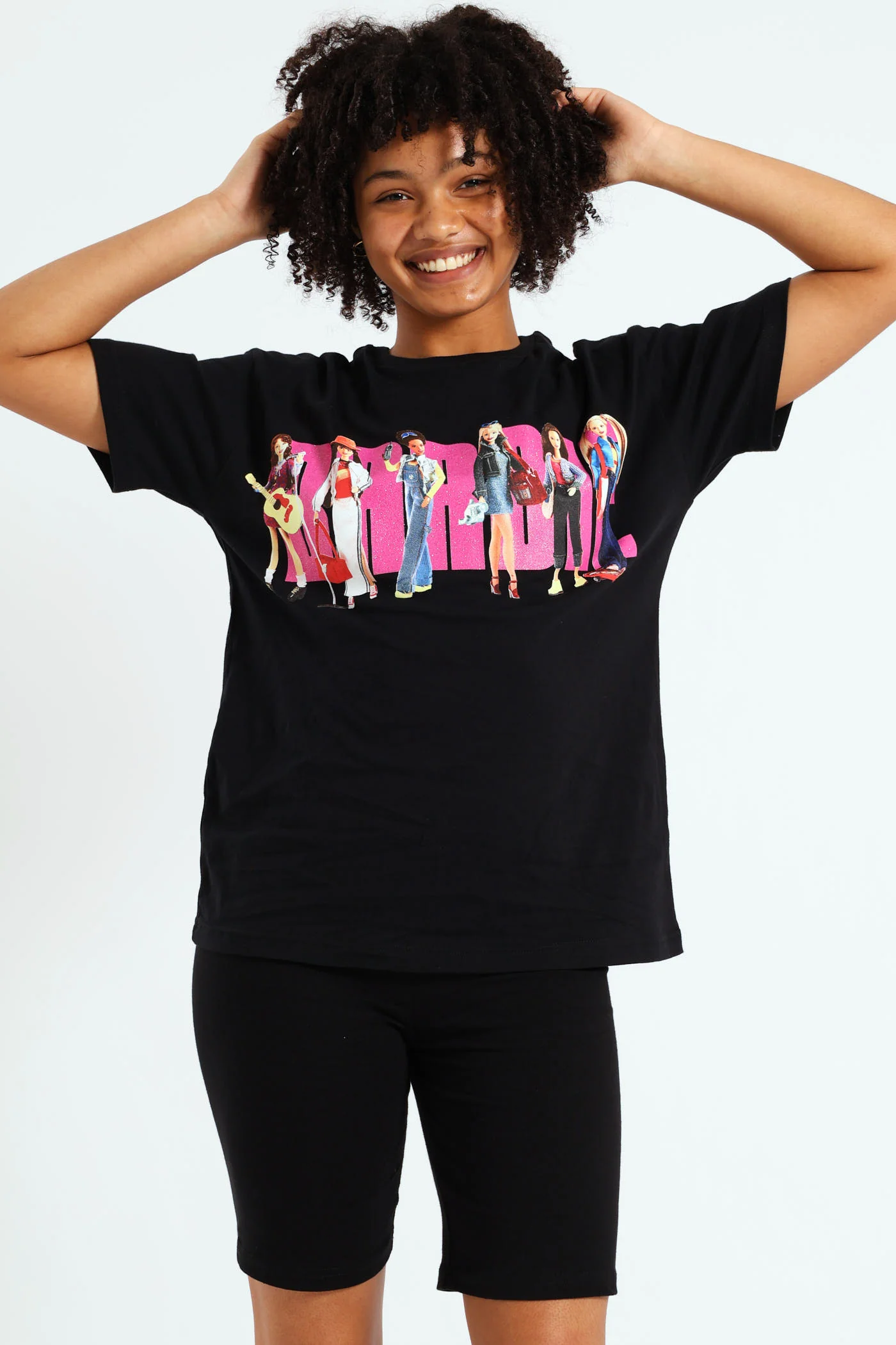 Girls Barbie Oversized Tee - Black - Image 4