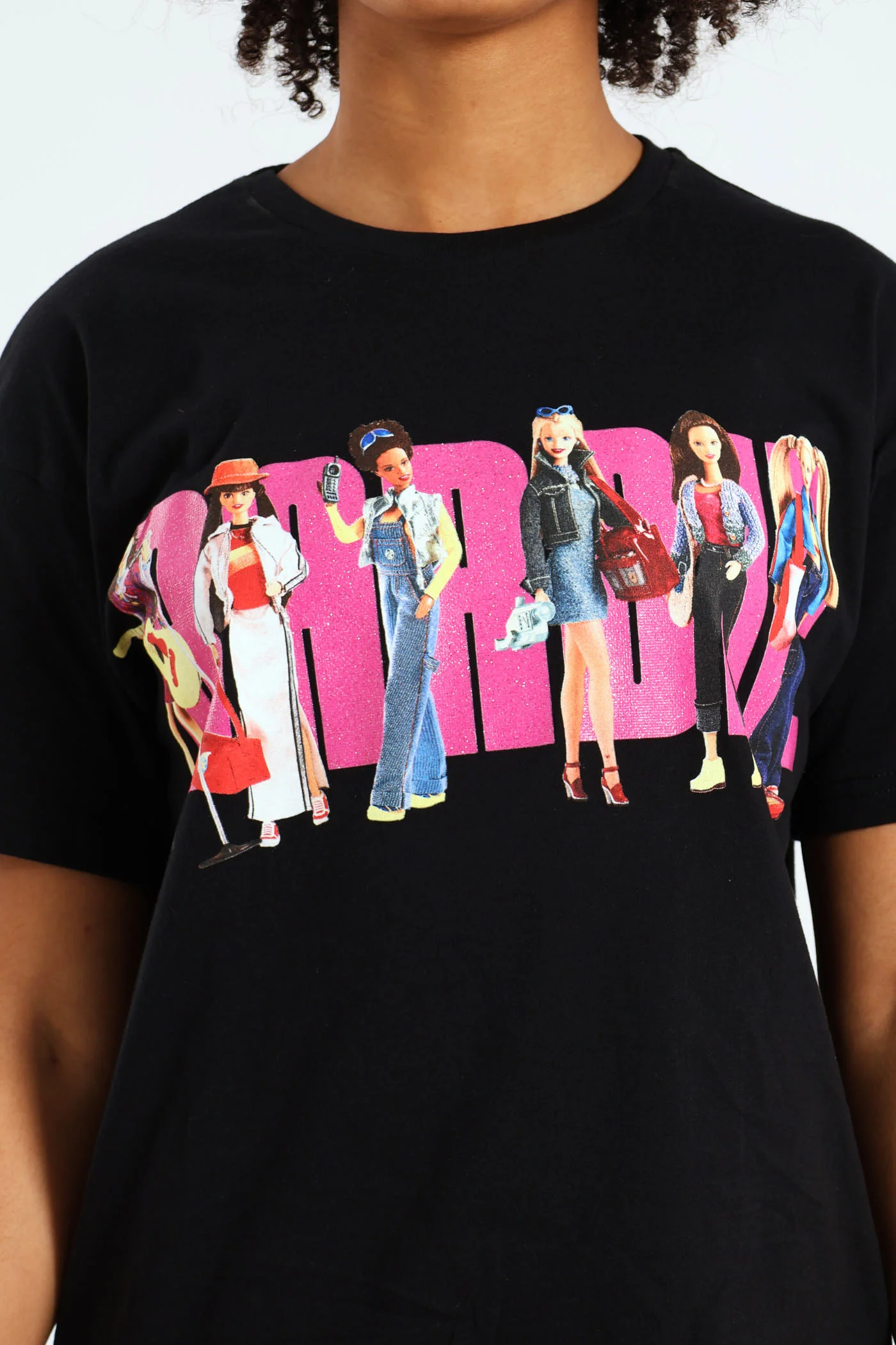 Girls Barbie Oversized Tee - Black - Image 5