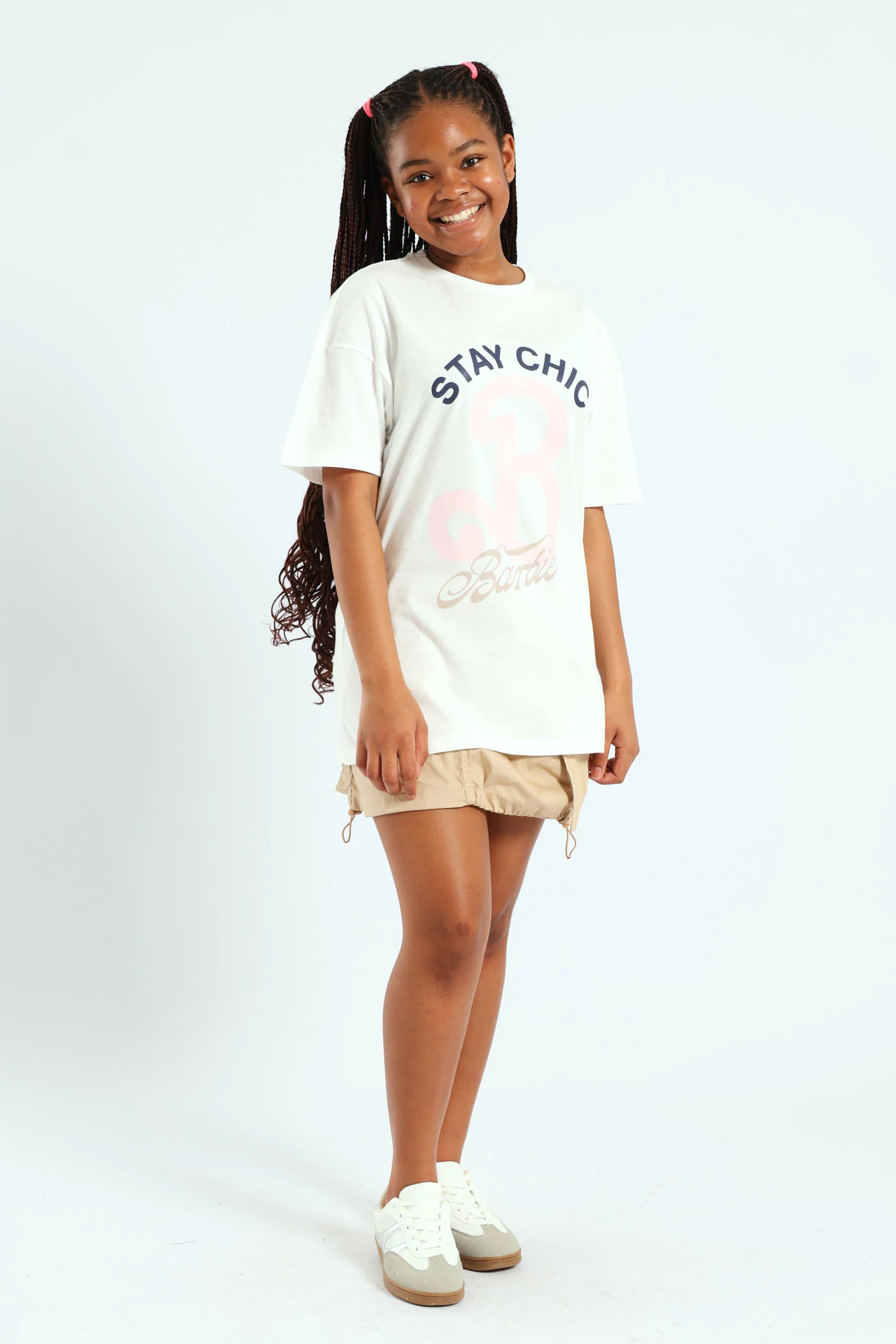 Girls Barbie Oversized Tee - Cream - Image 2