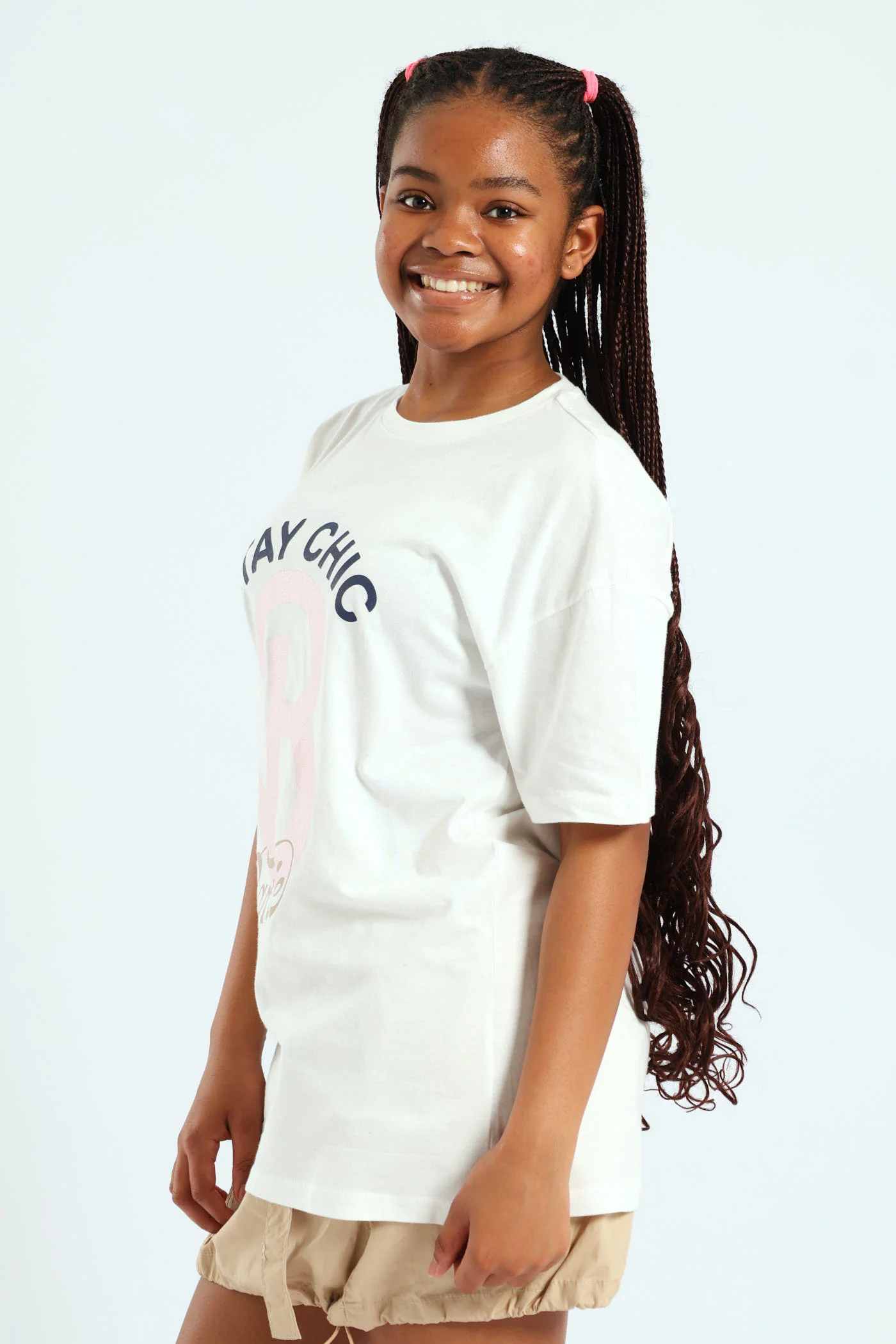 Girls Barbie Oversized Tee - Cream - Image 3