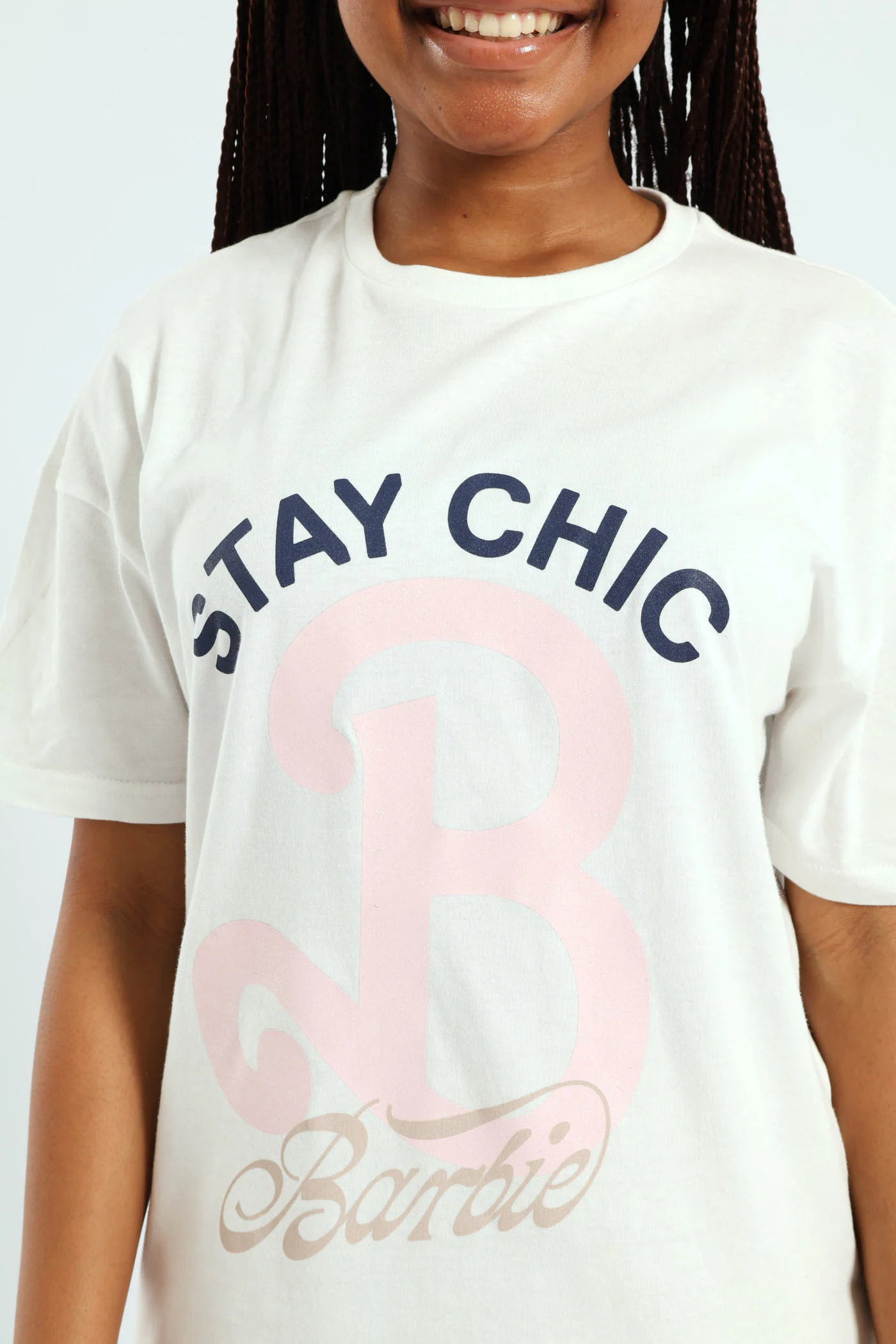 Girls Barbie Oversized Tee - Cream - Image 5