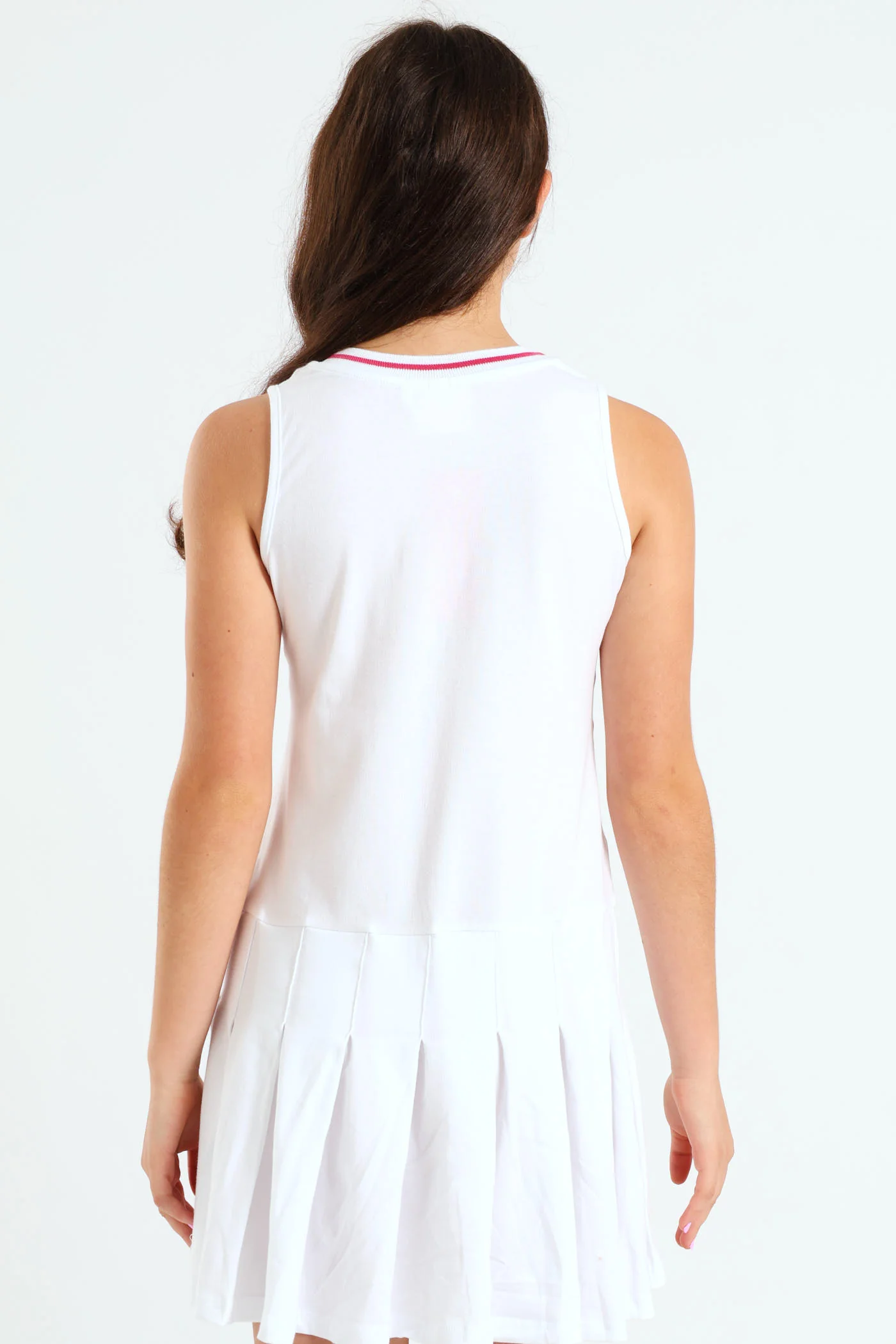 Girls Barbie Pleated Dress - White - Image 4