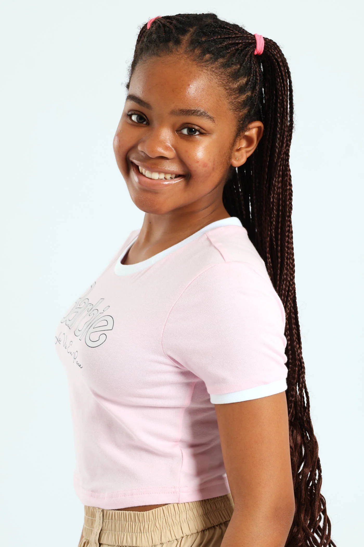 Girls Barbie Ringer Tee - Pink - Image 3