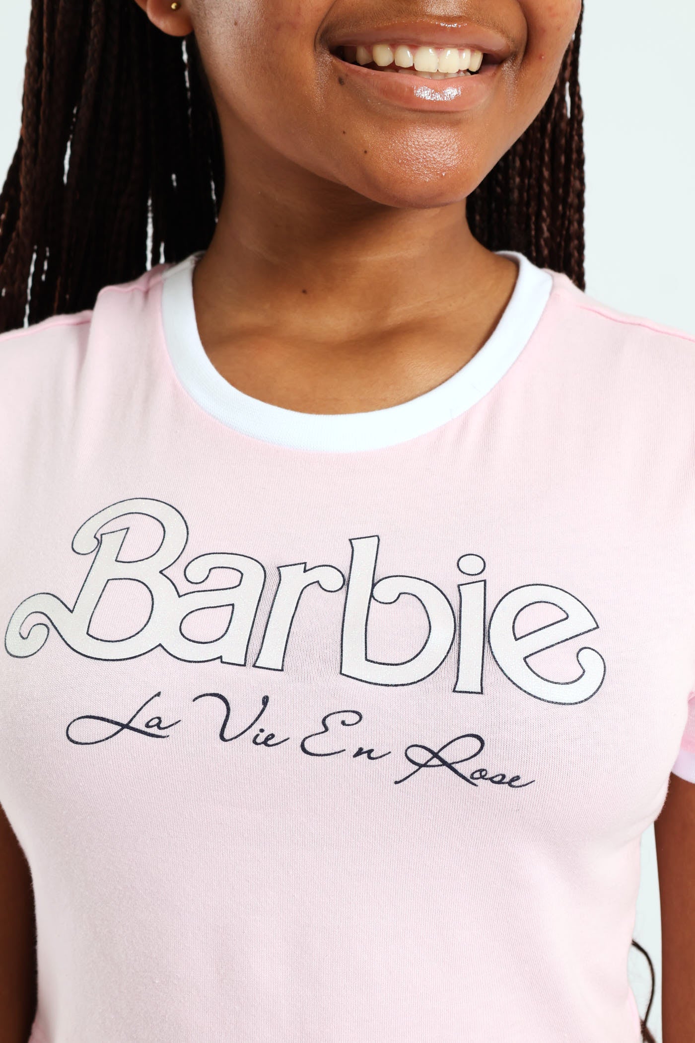 Girls Barbie Ringer Tee - Pink - Image 6
