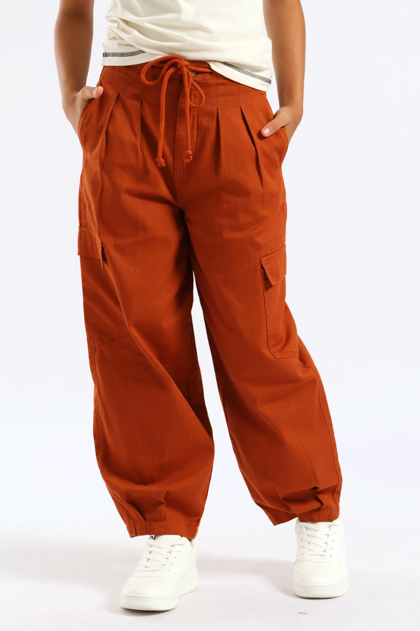 Girls Barrel Hem Dart Pants - Rust - Image 3