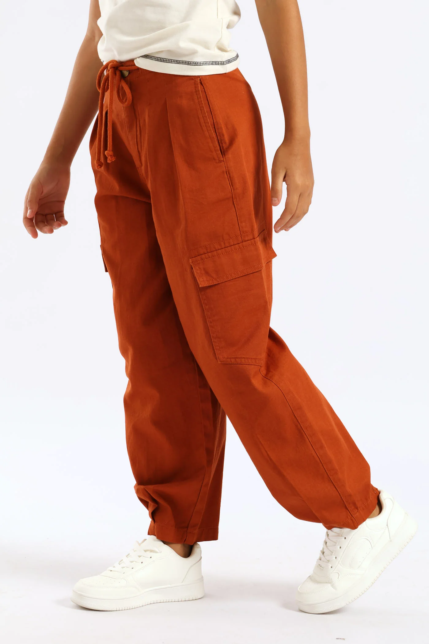 Girls Barrel Hem Dart Pants - Rust - Image 4