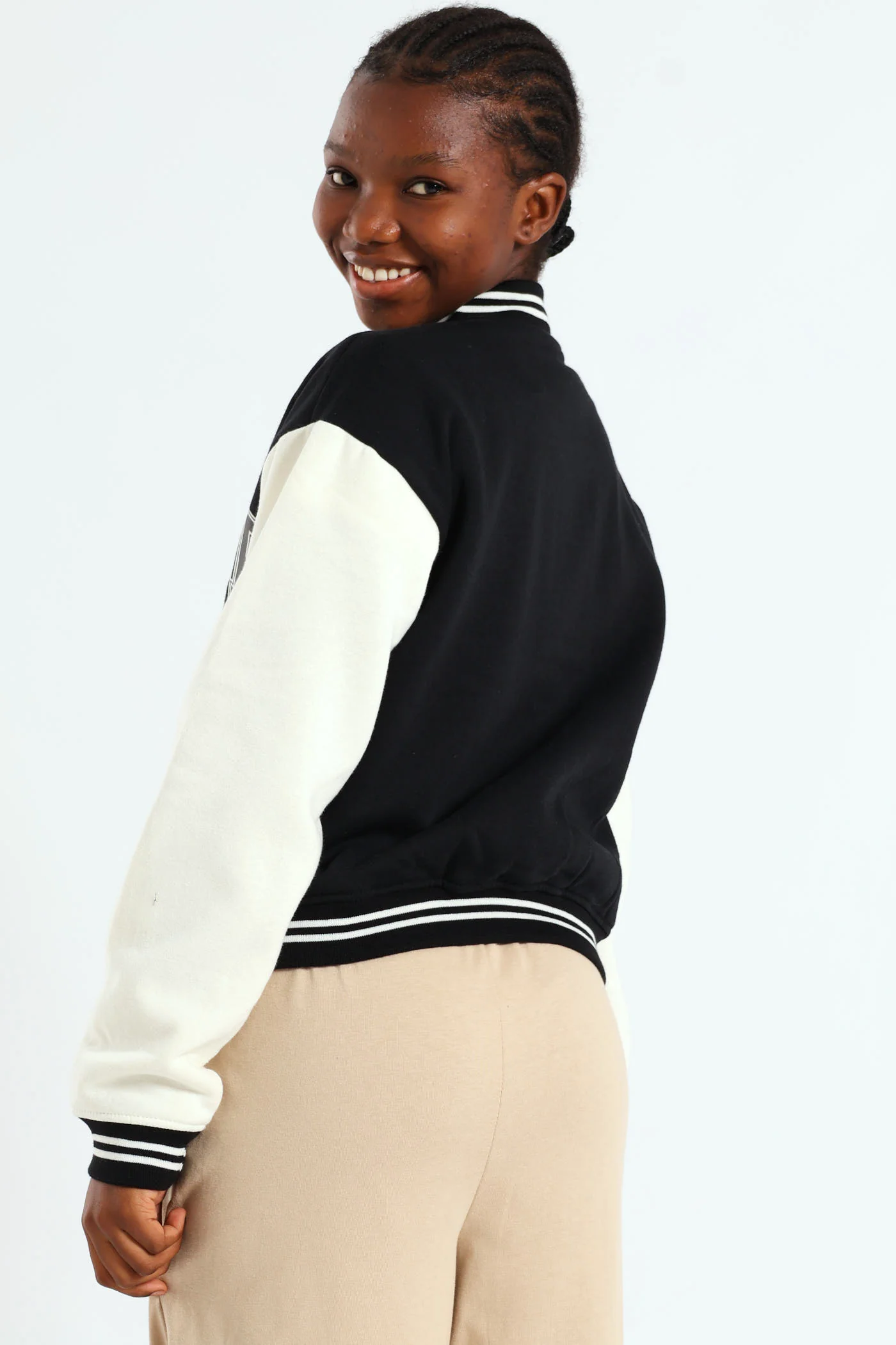 Girls Baseball Jacket - Black - Image 3