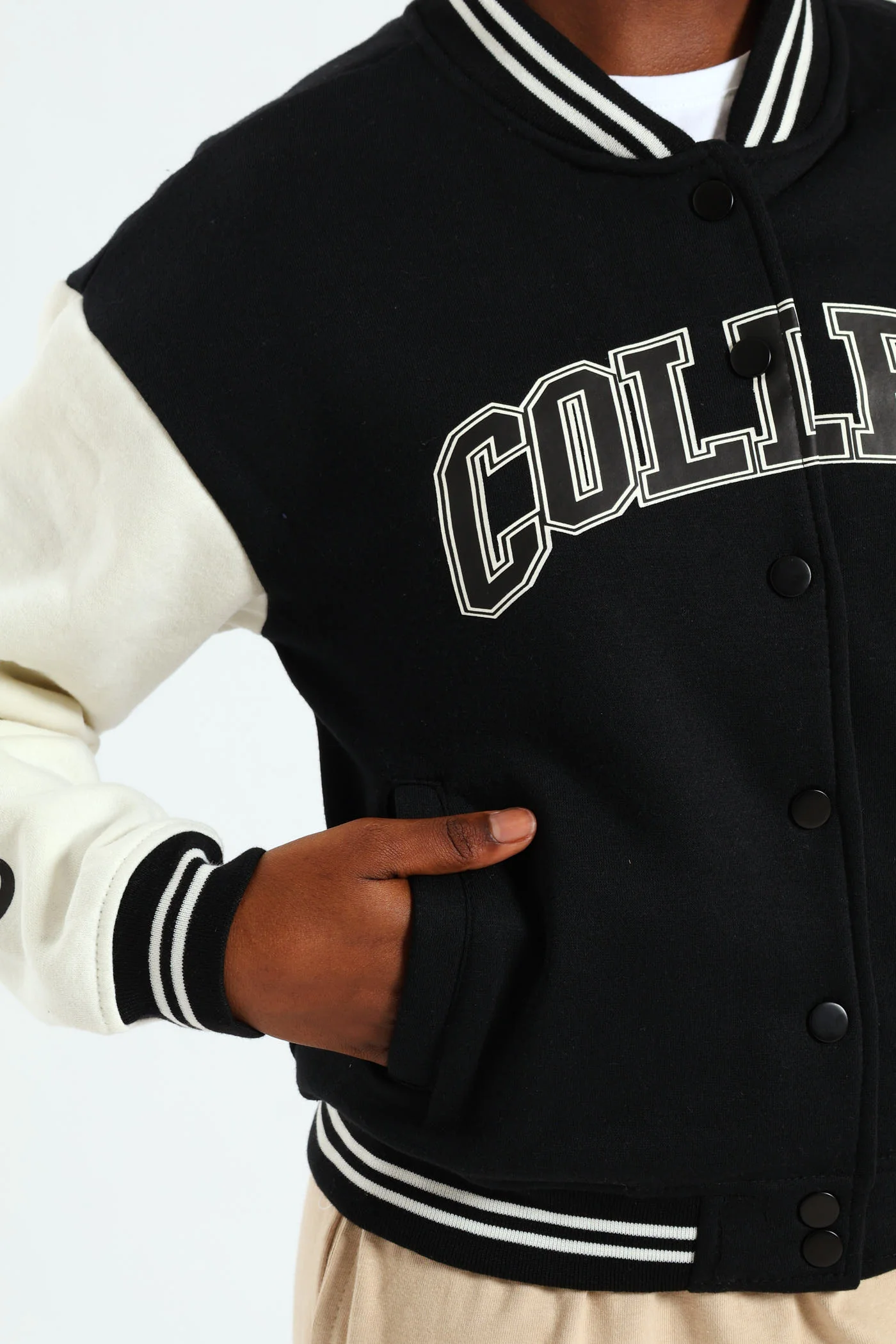 Girls Baseball Jacket - Black - Image 4