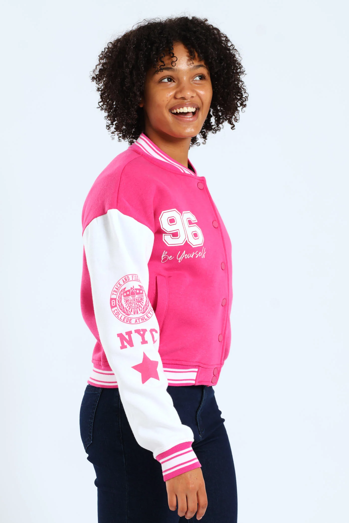 Girls Baseball Jacket - Pink - Image 2