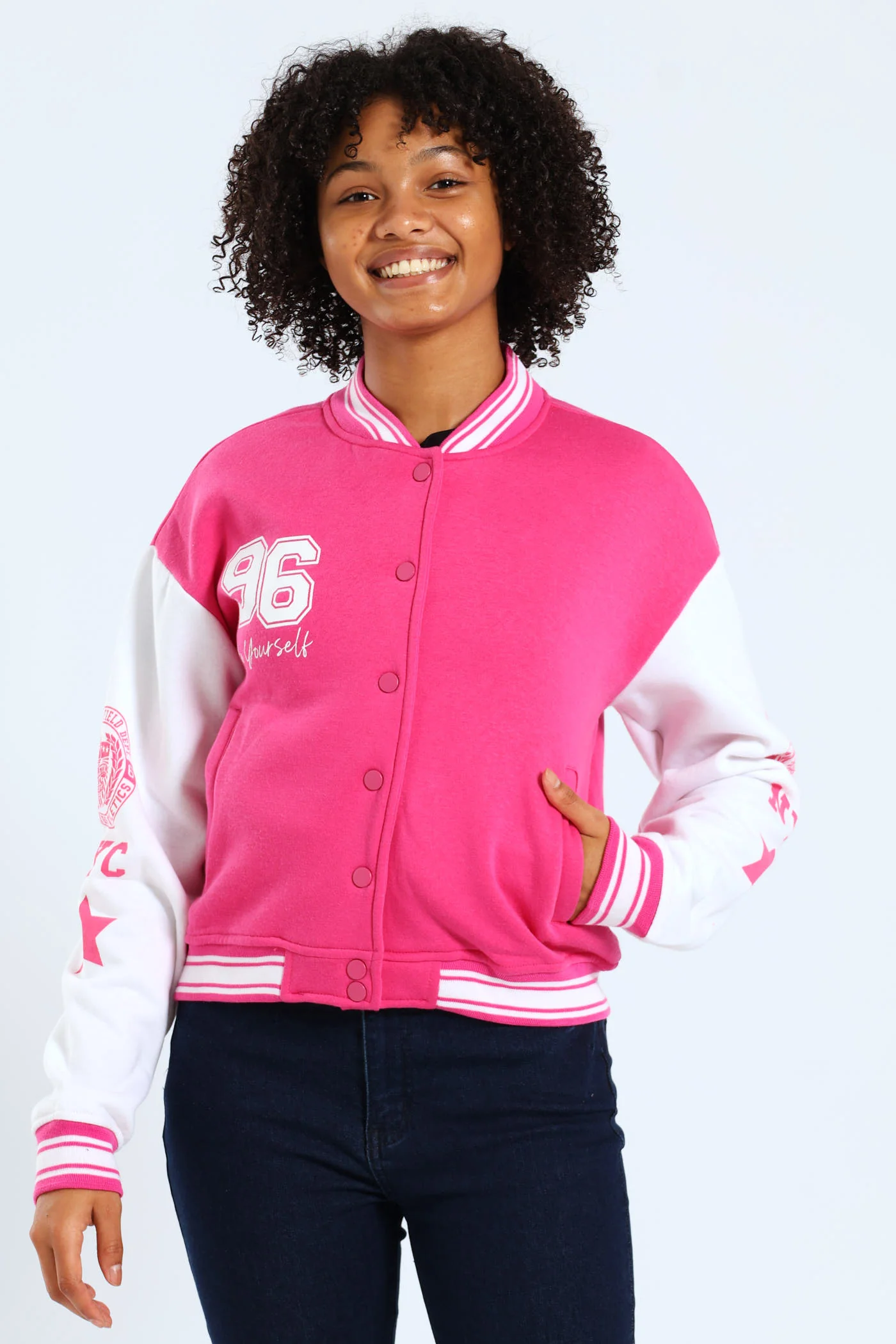 Girls Baseball Jacket - Pink - Image 4