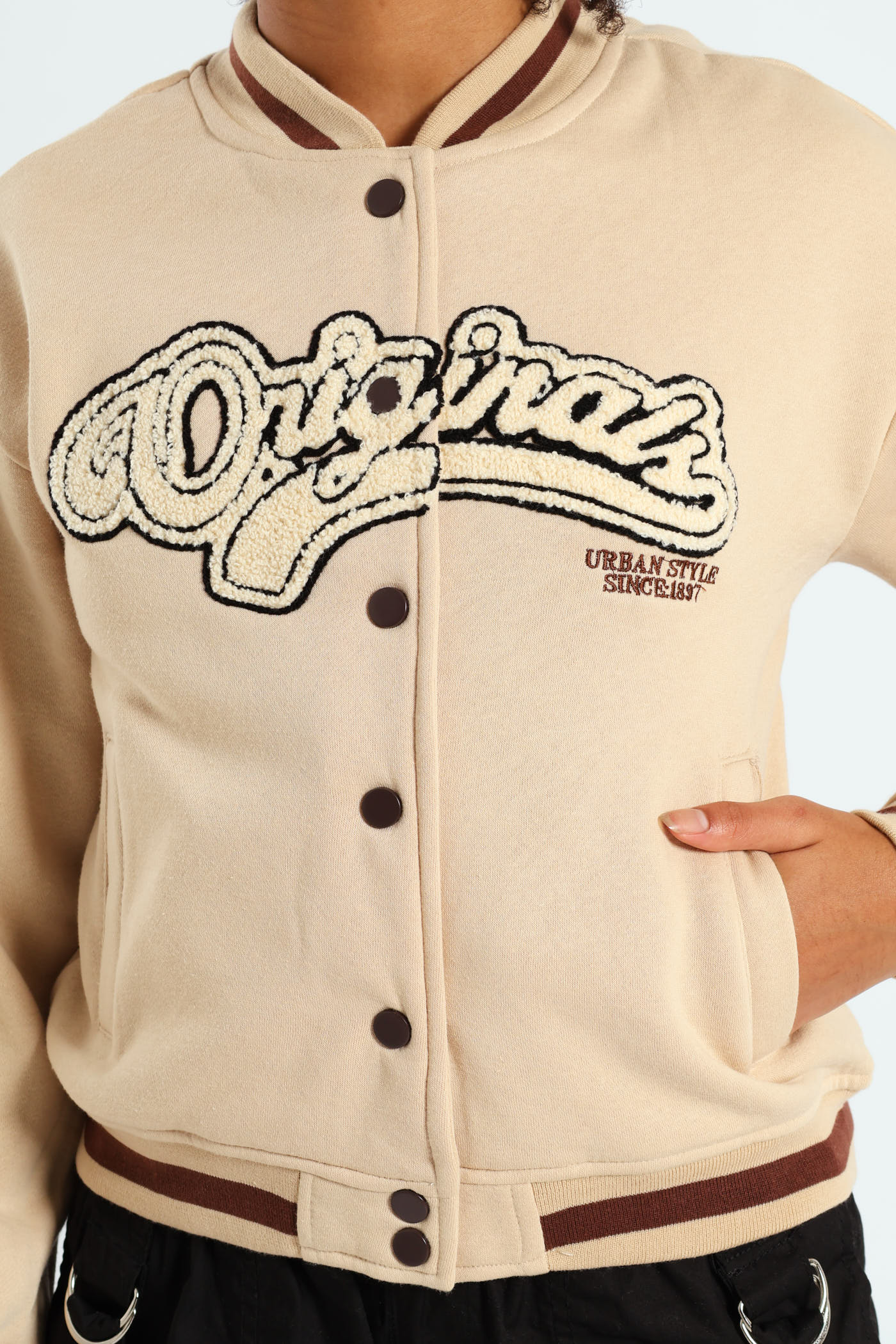 Girls Baseball Jacket - Stone - Image 2