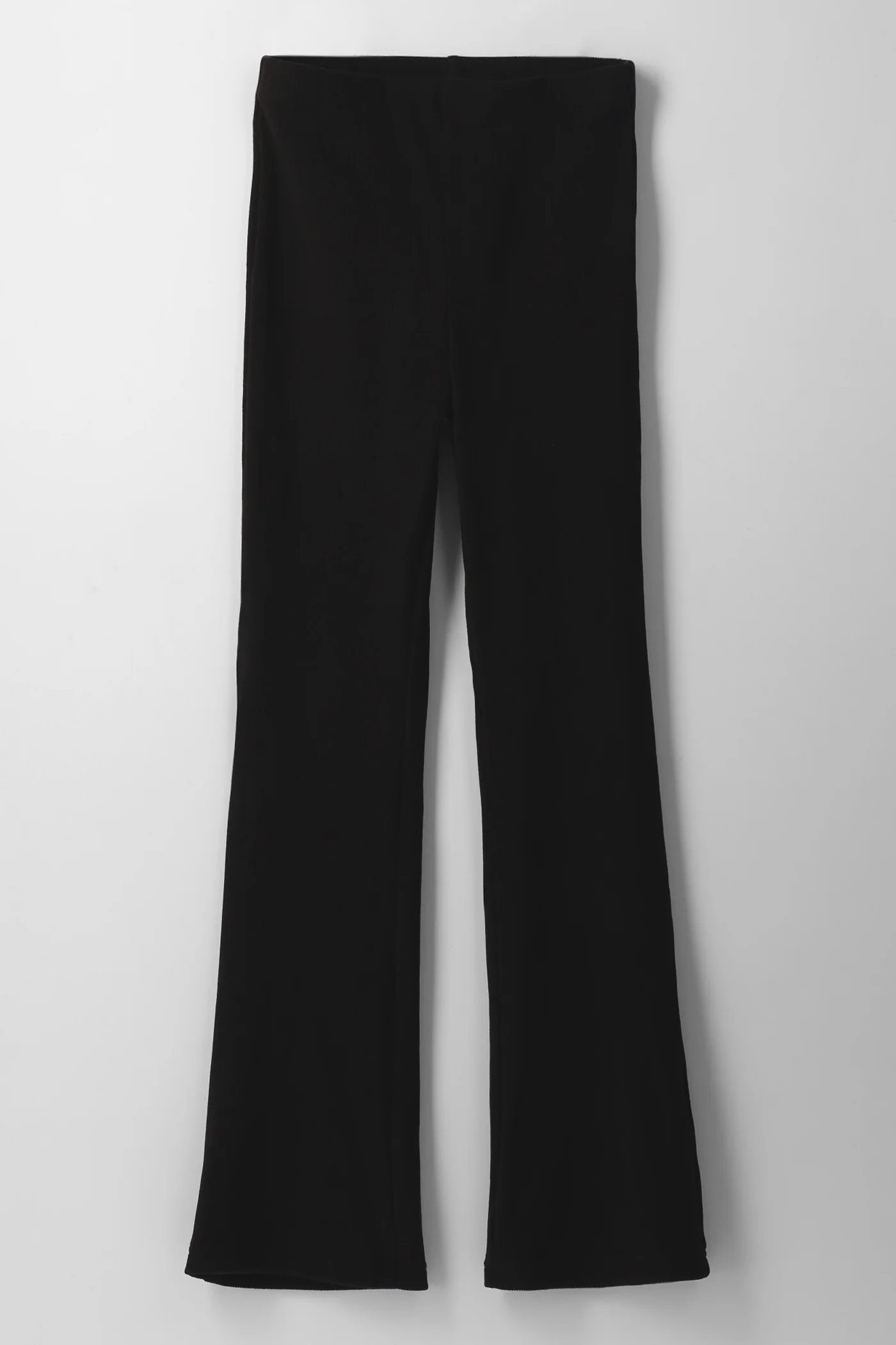 Girls Basic Pull On Ribbed Flare Leggings - Black - Image 3