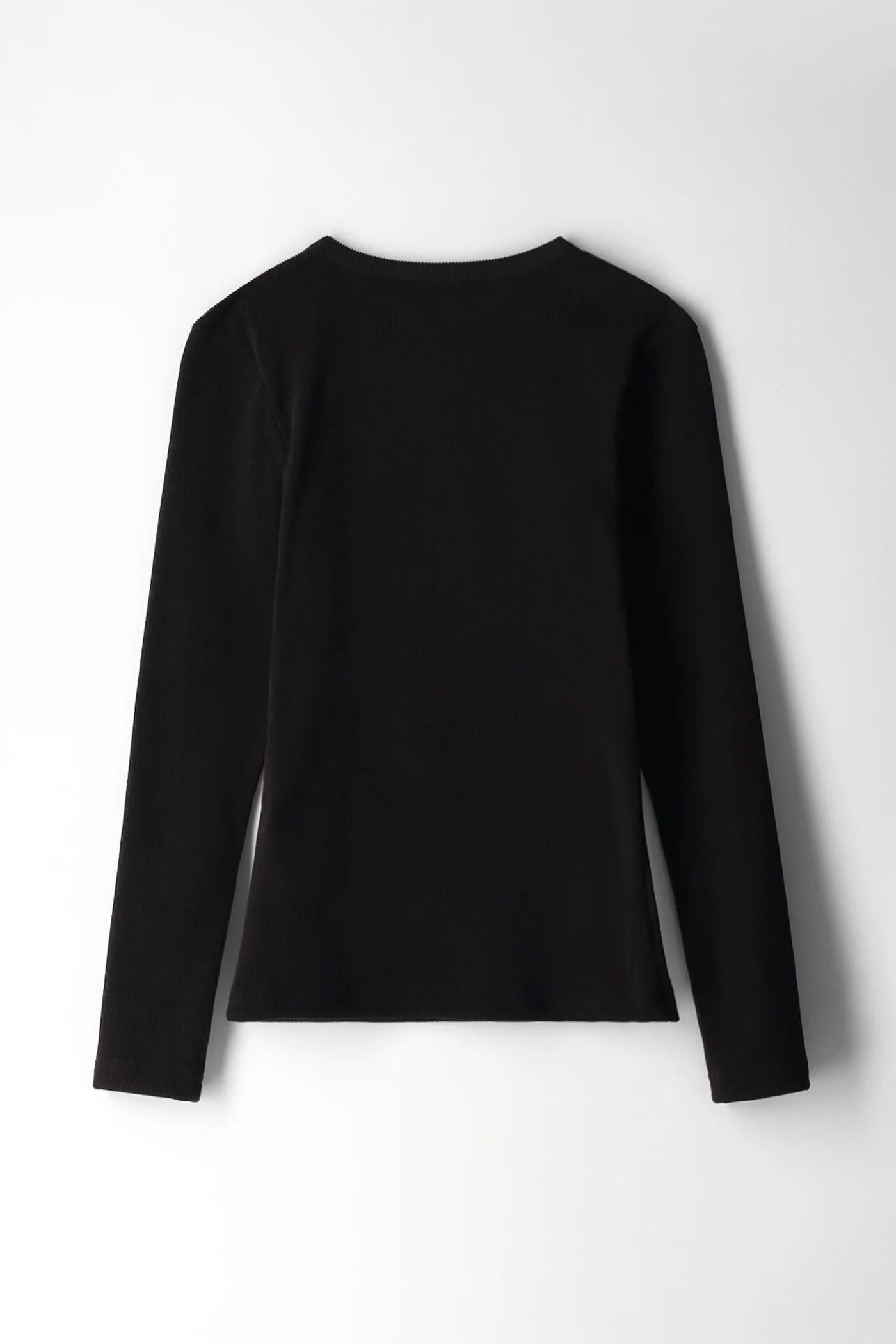 Girls Basic Ribbed Long Sleeve Tee - Black - Image 2