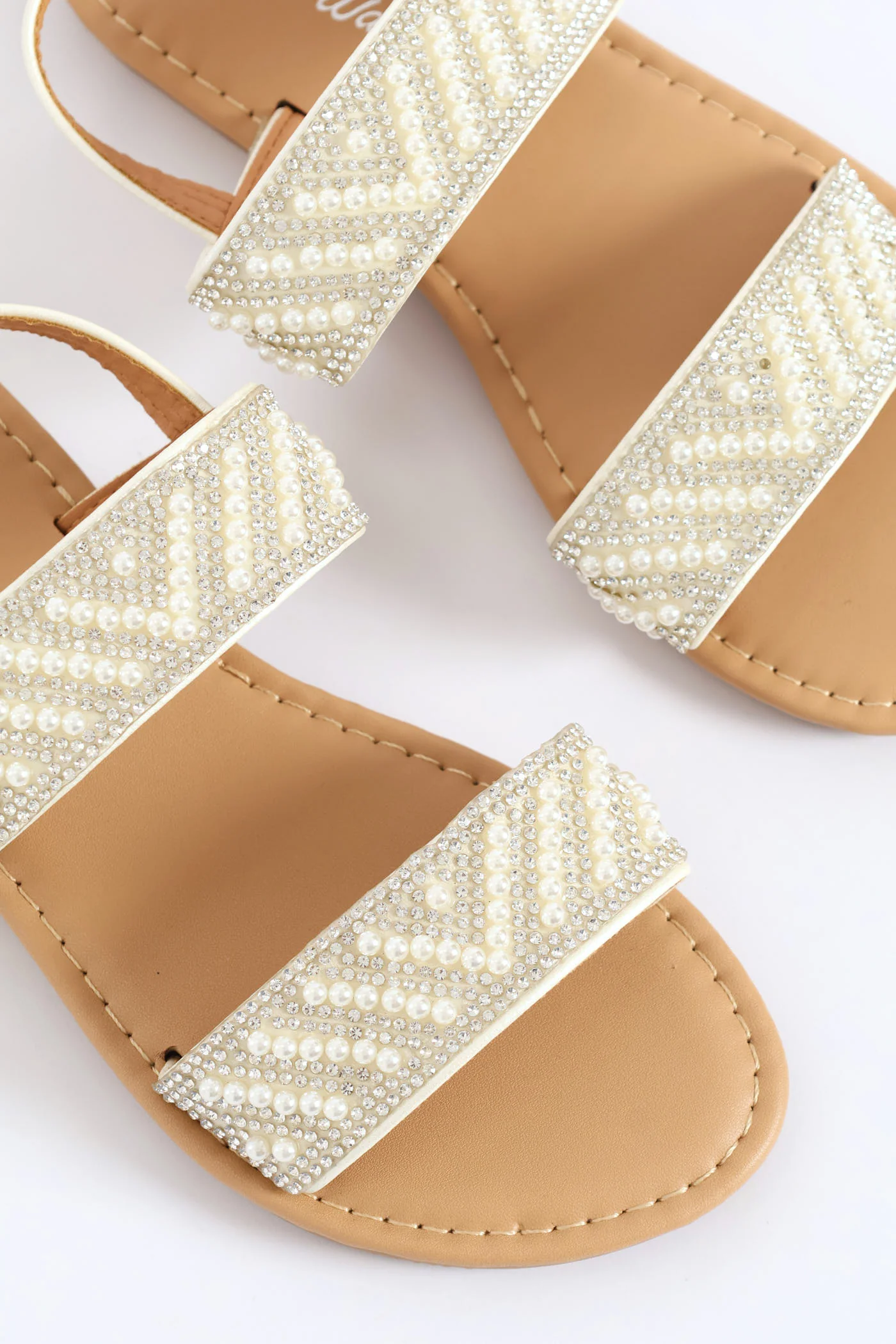 Girls Beaded Sandal - White - Image 2